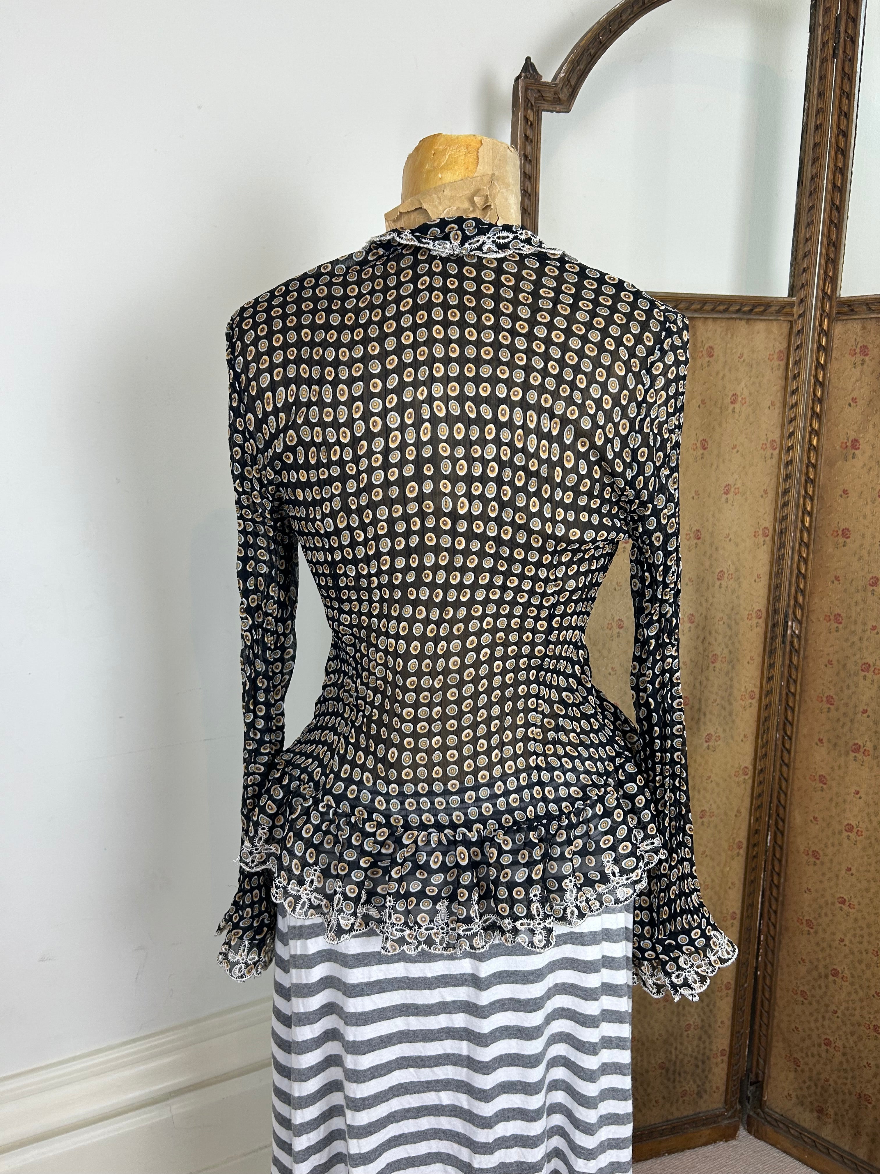 Ruffle sheer cardigan