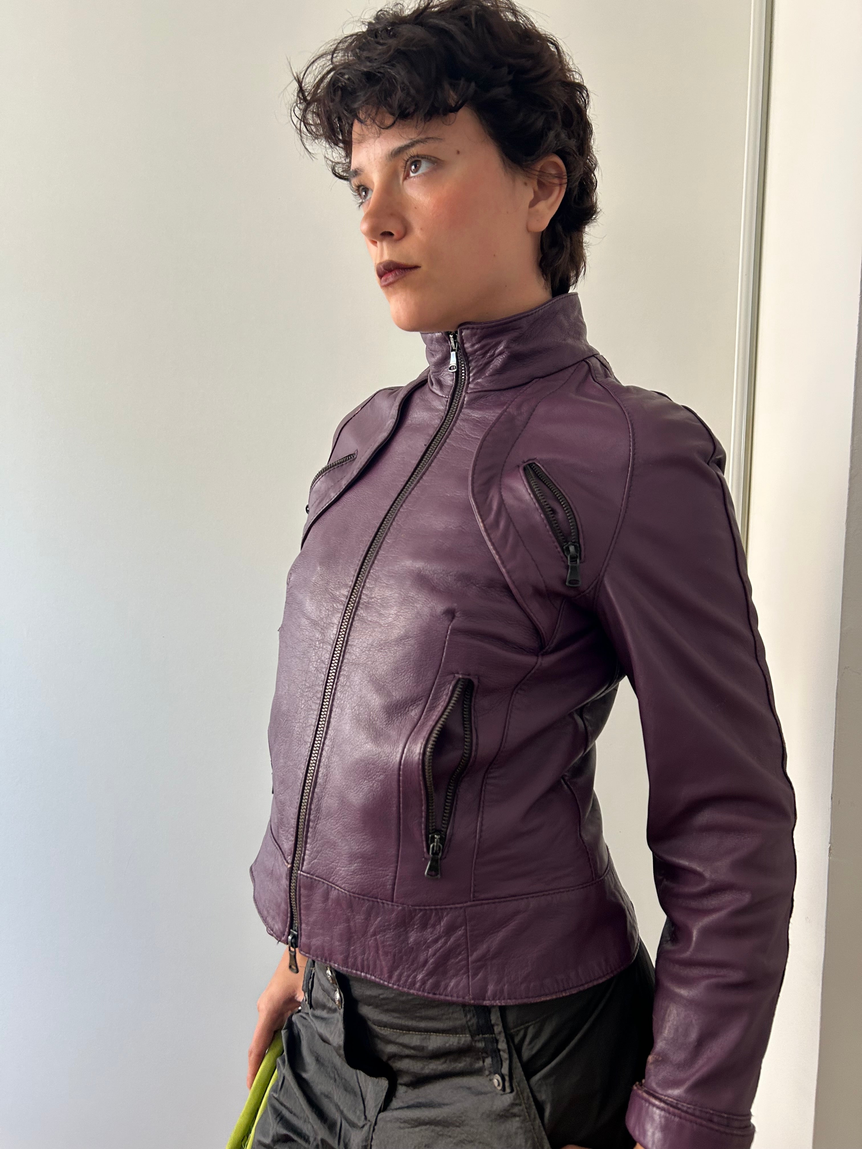 Vintage Purple Leather Jacket