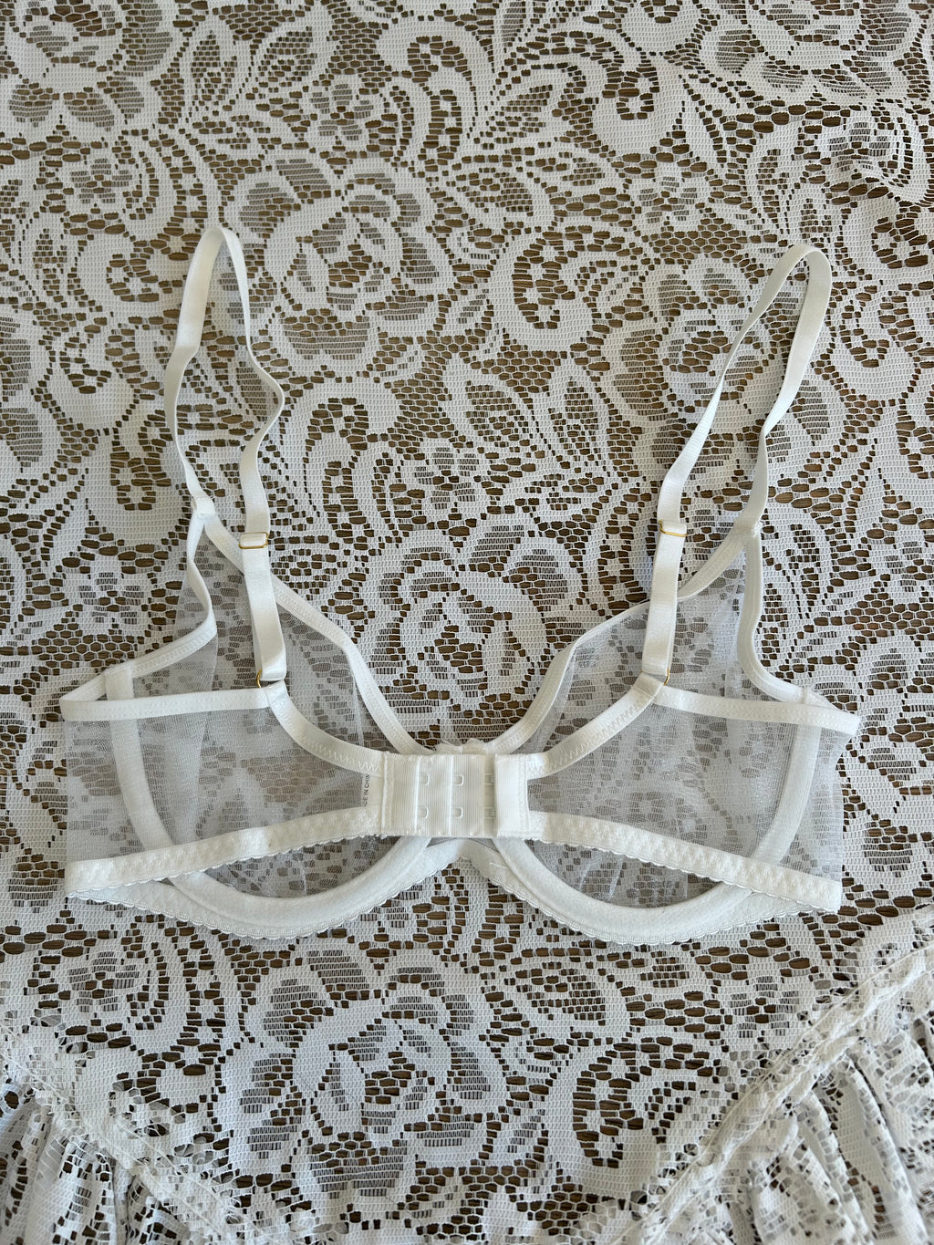 Vintage Y2k White Mesh Sparkly Bra