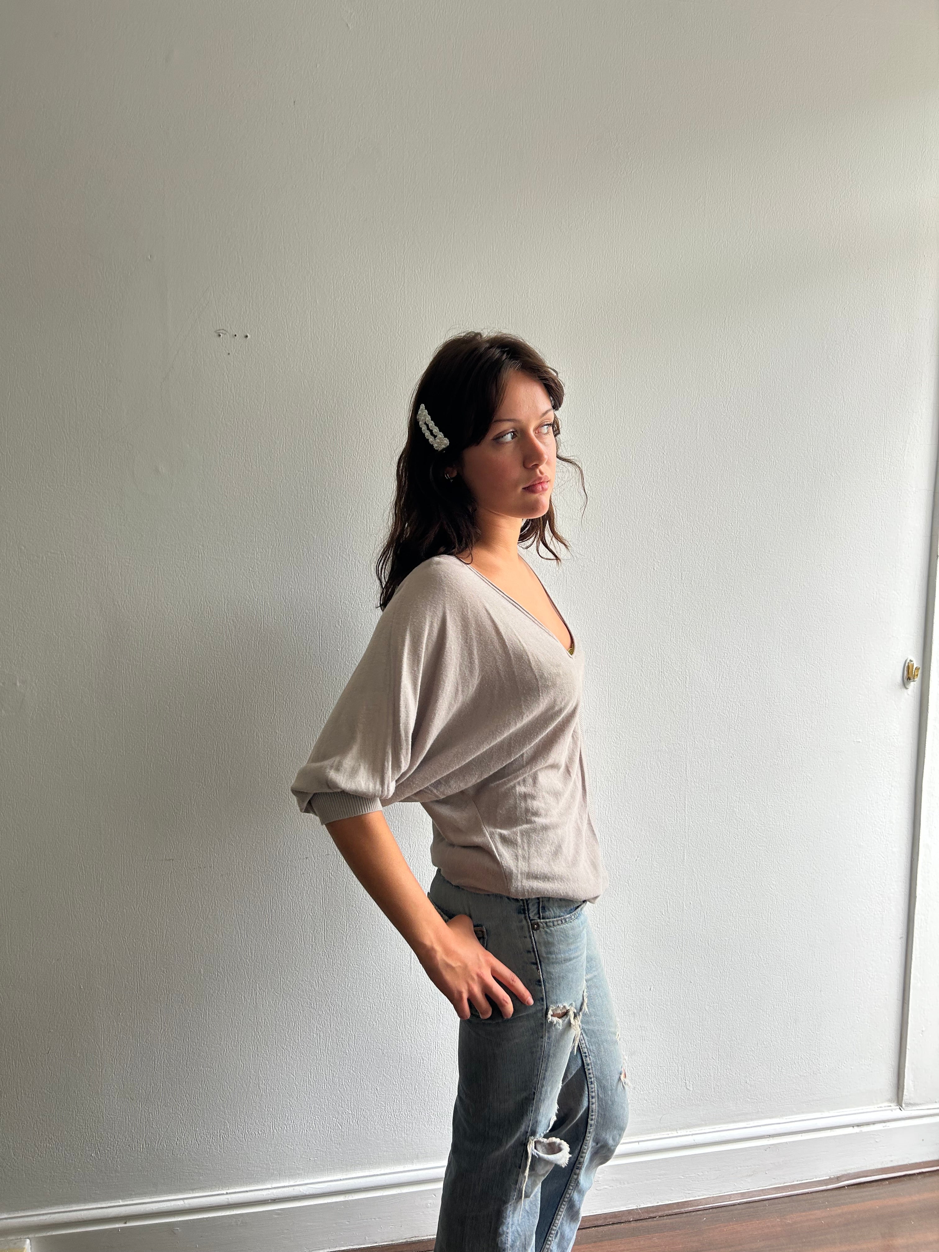 Grey Batwing Top