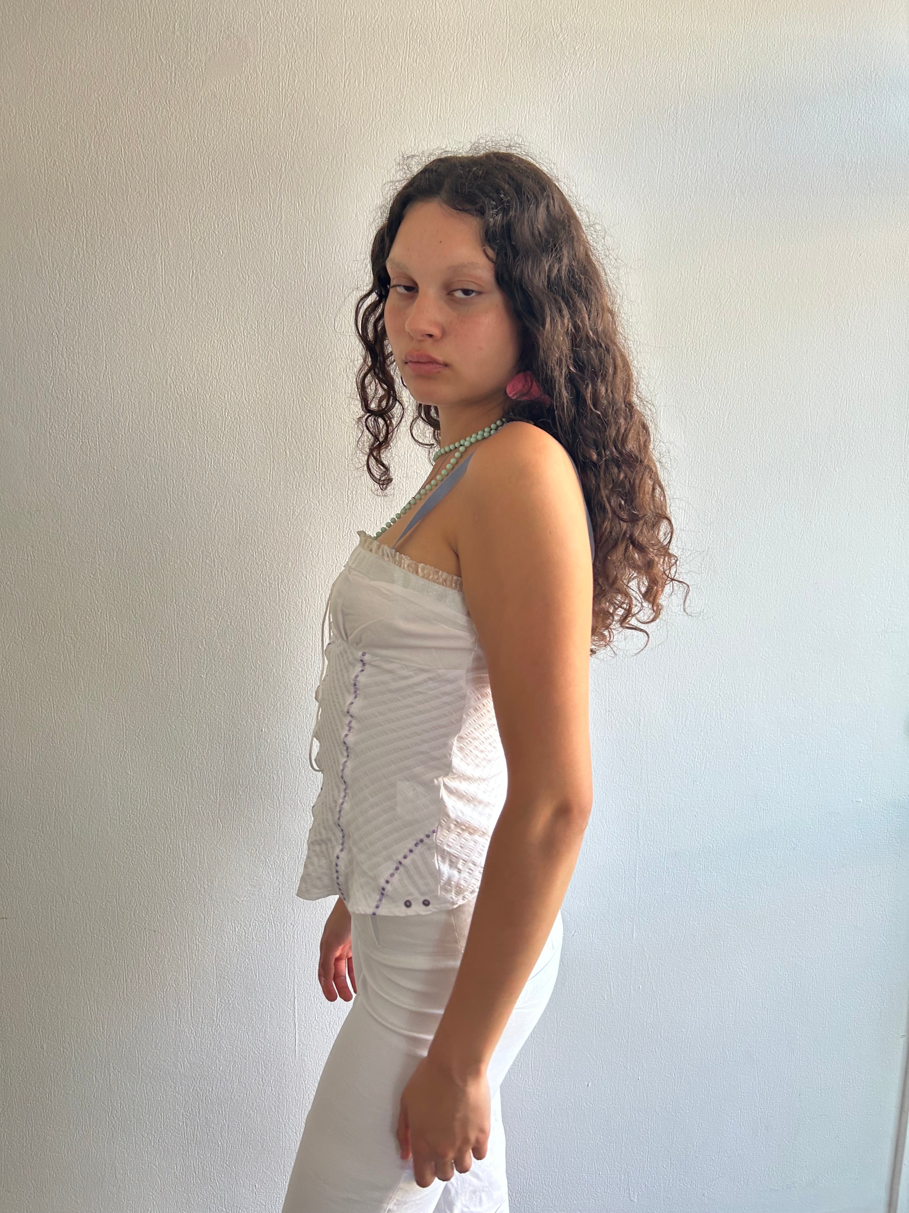 Corset Style White Top