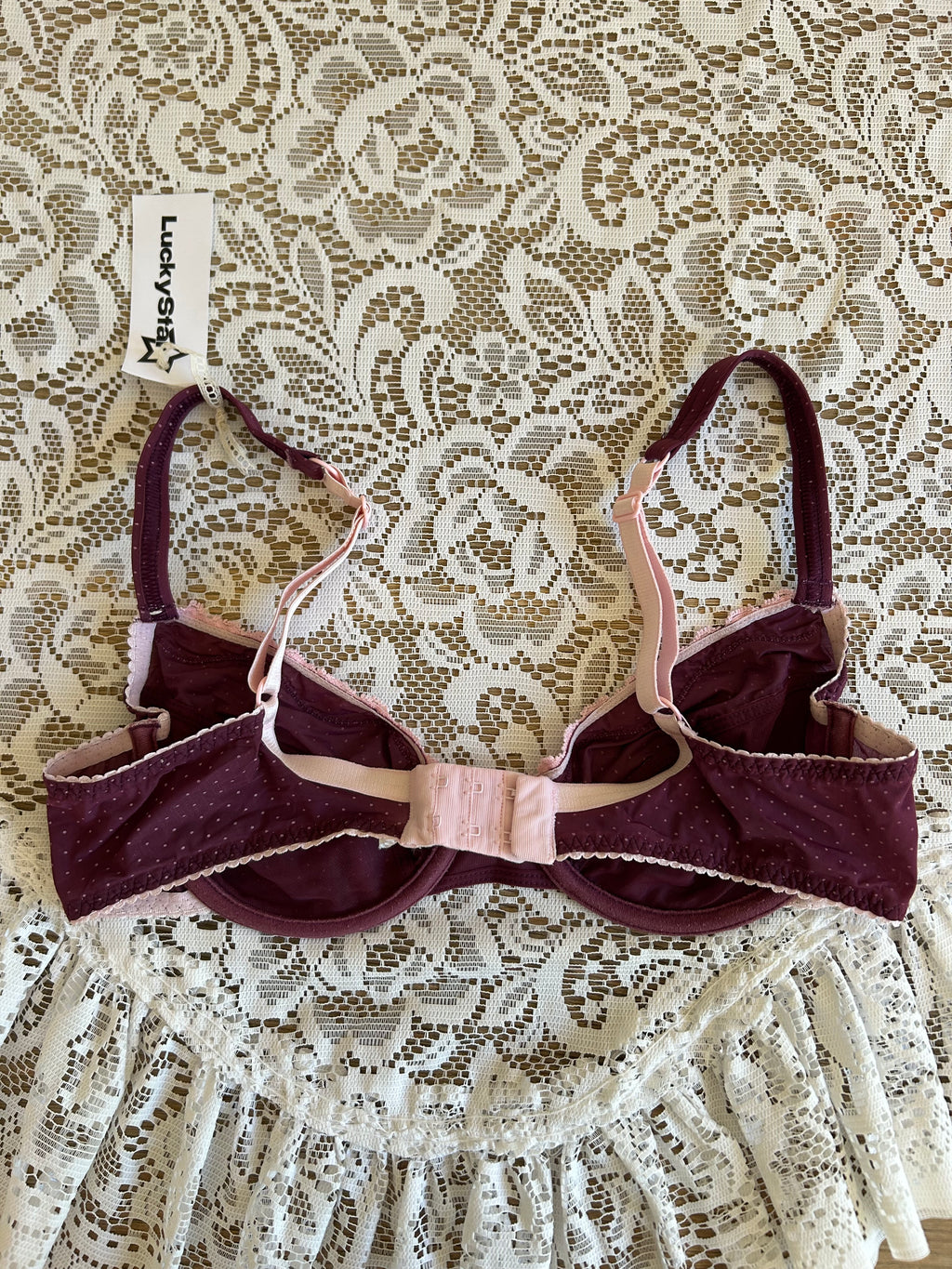 Two Tone Purple and Pink Polka Dot Bra