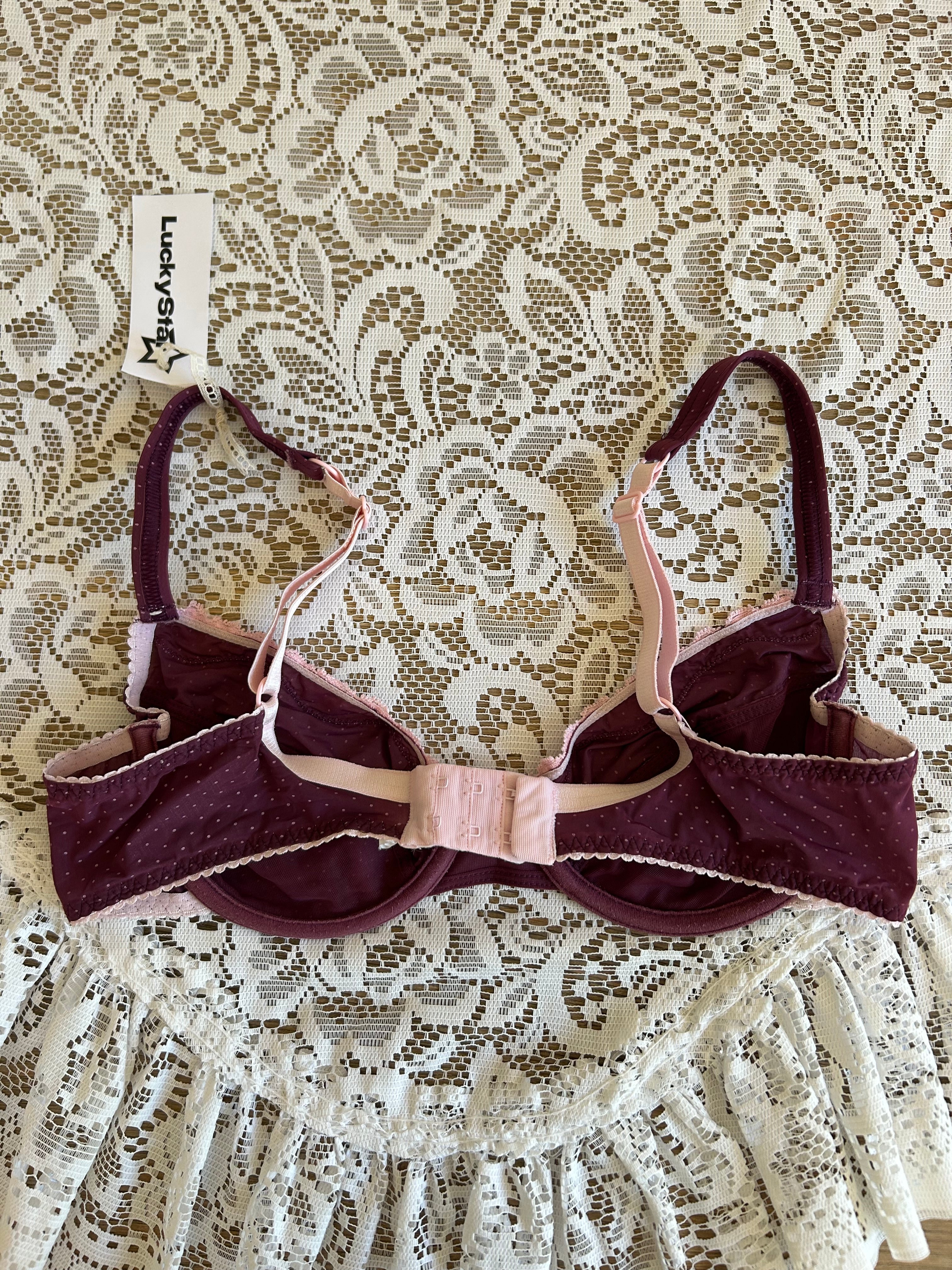 Two Tone Purple and Pink Polka Dot Bra