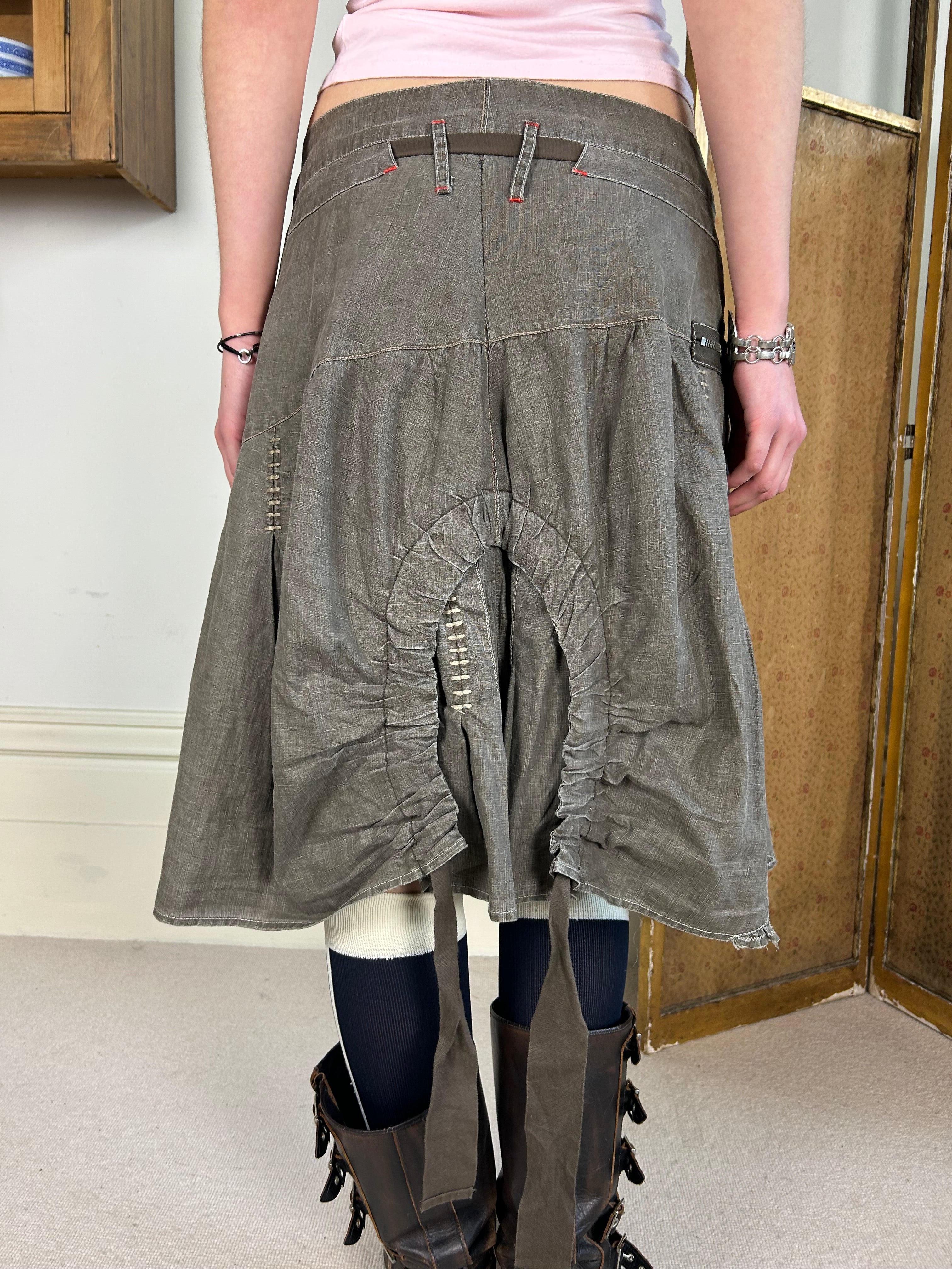 Brown vintage utility skirt