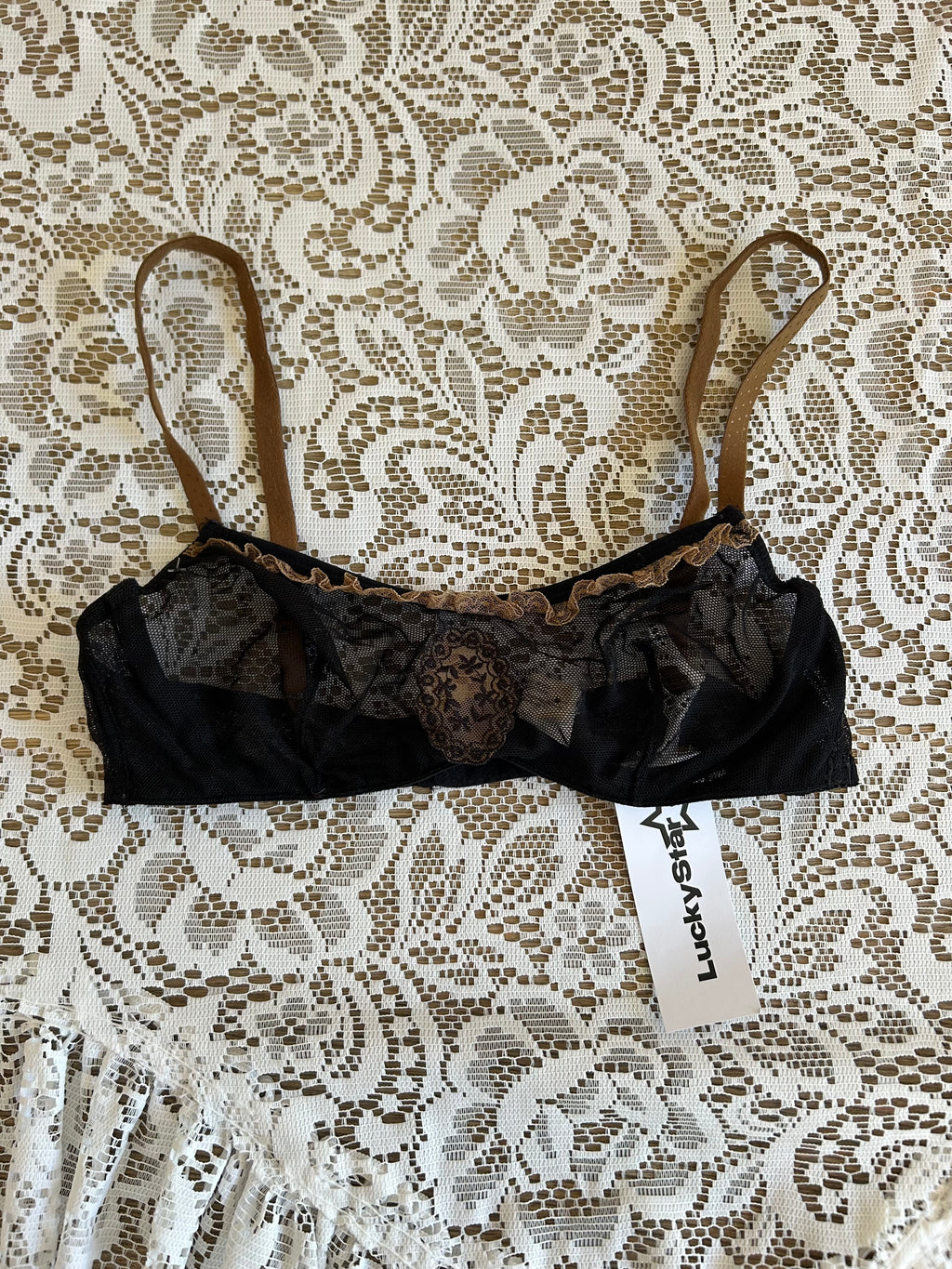 Vintage black and Brown Mesh Bra