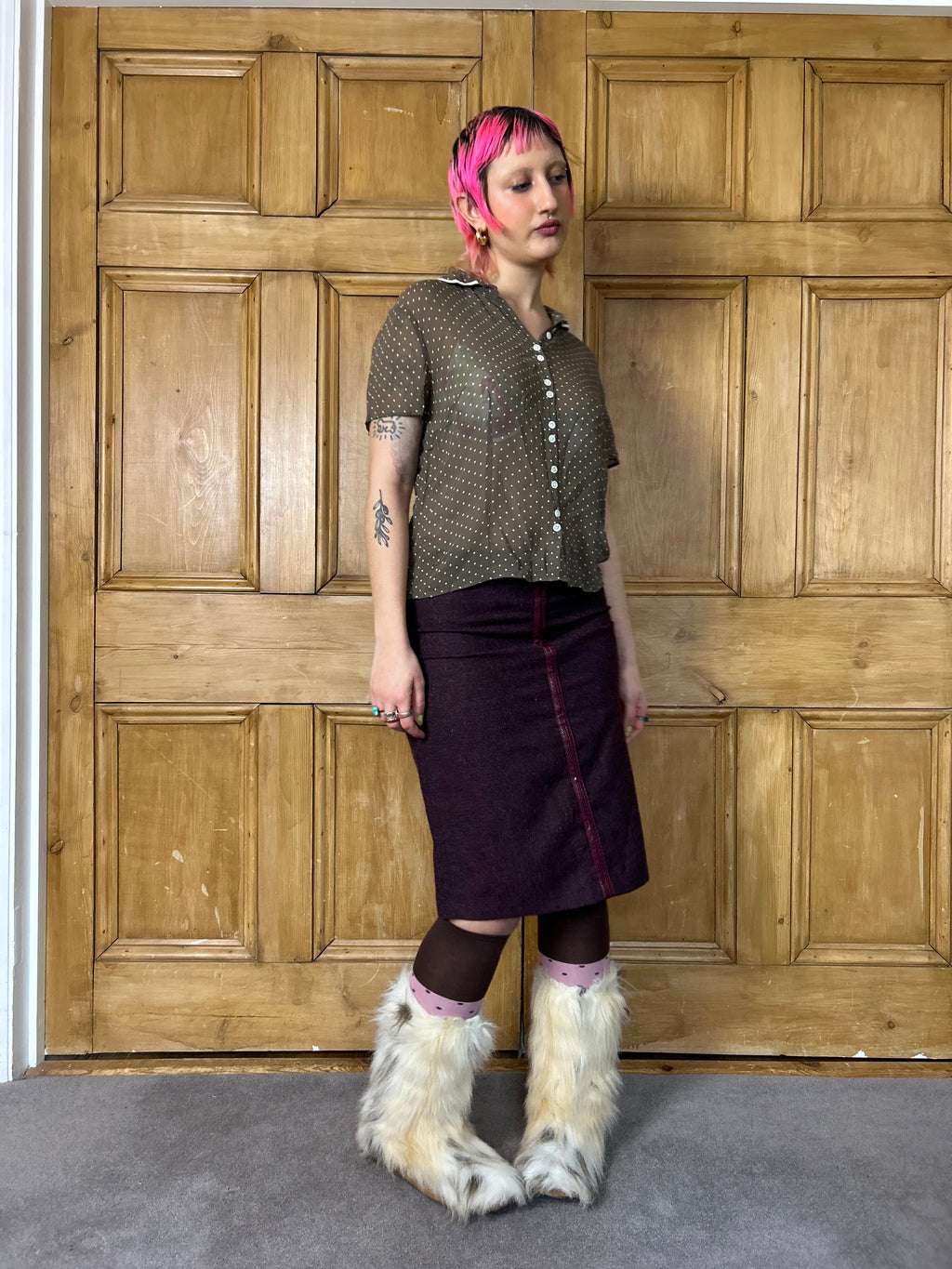 Burgundy Midi Skirt