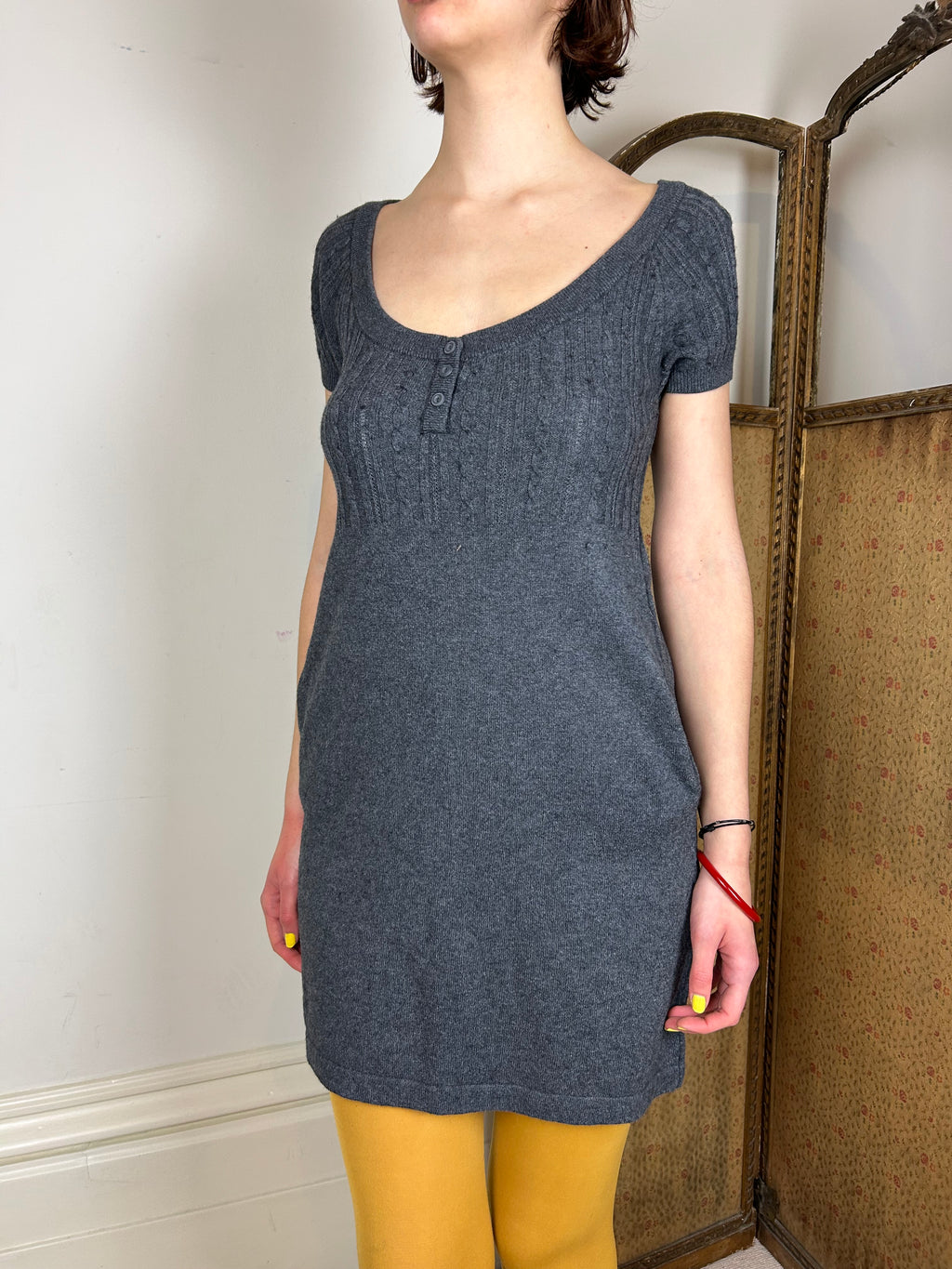 Grey cableknit dress