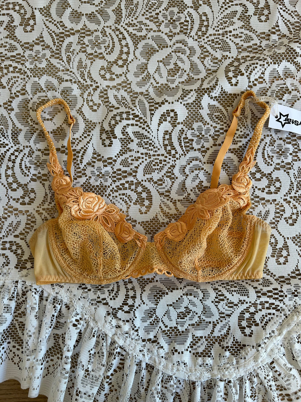 Vintage Peach Lace Bra