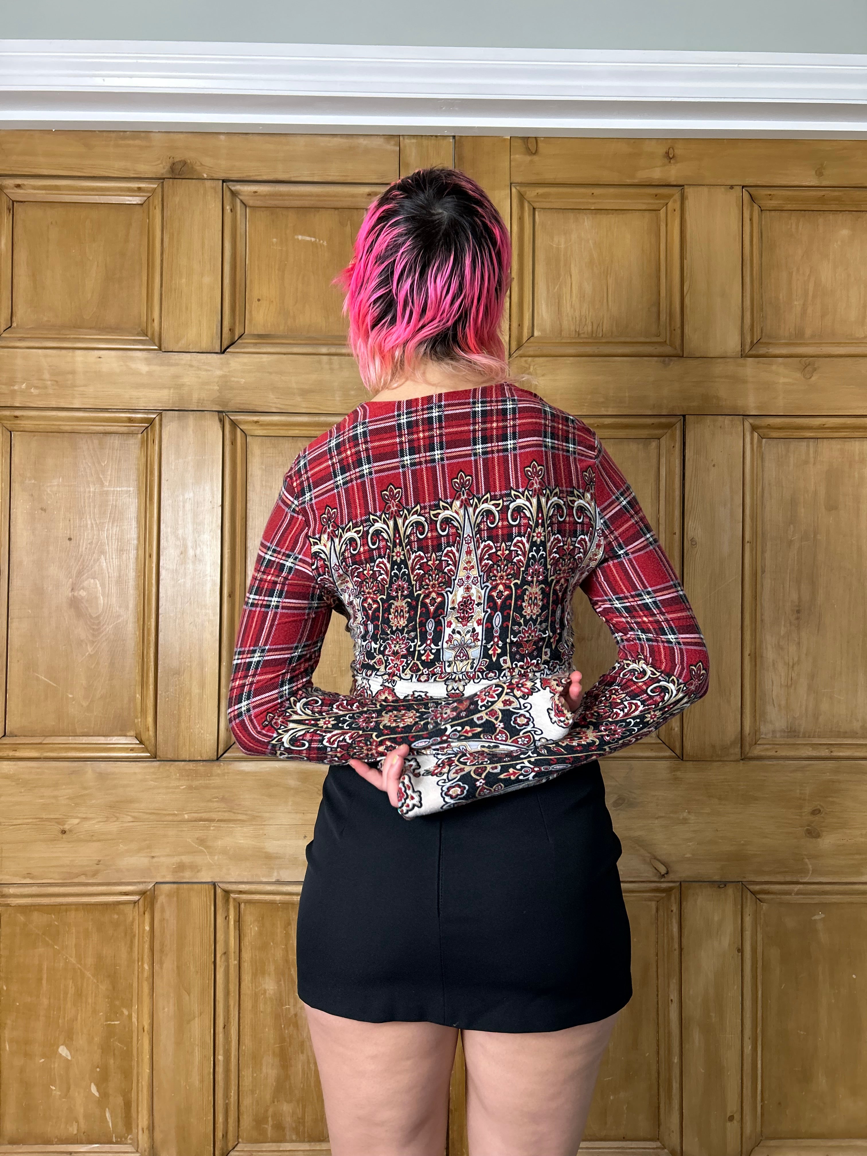 Y2K Tartan Long Sleeve Top