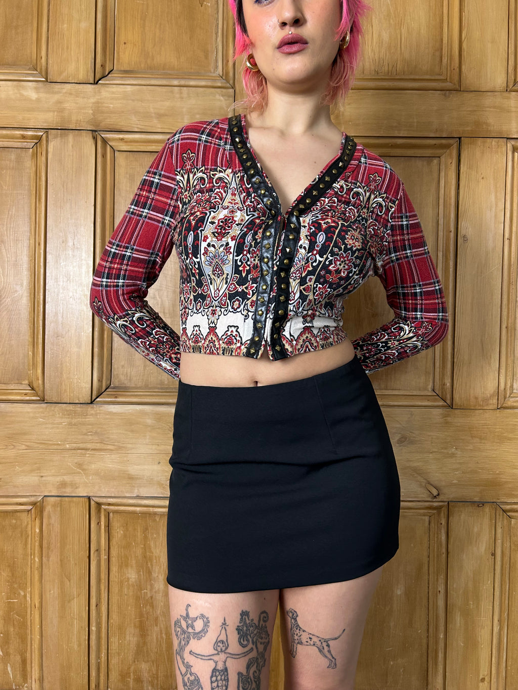 Y2K Tartan Long Sleeve Top