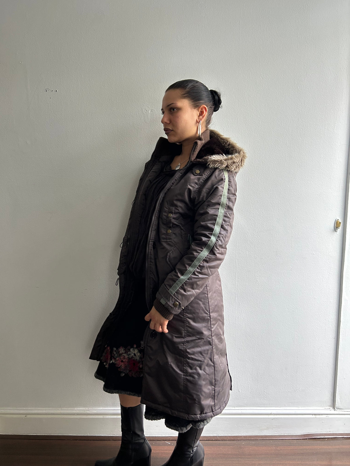 Vintage Waterproof Puffer Trench Coat