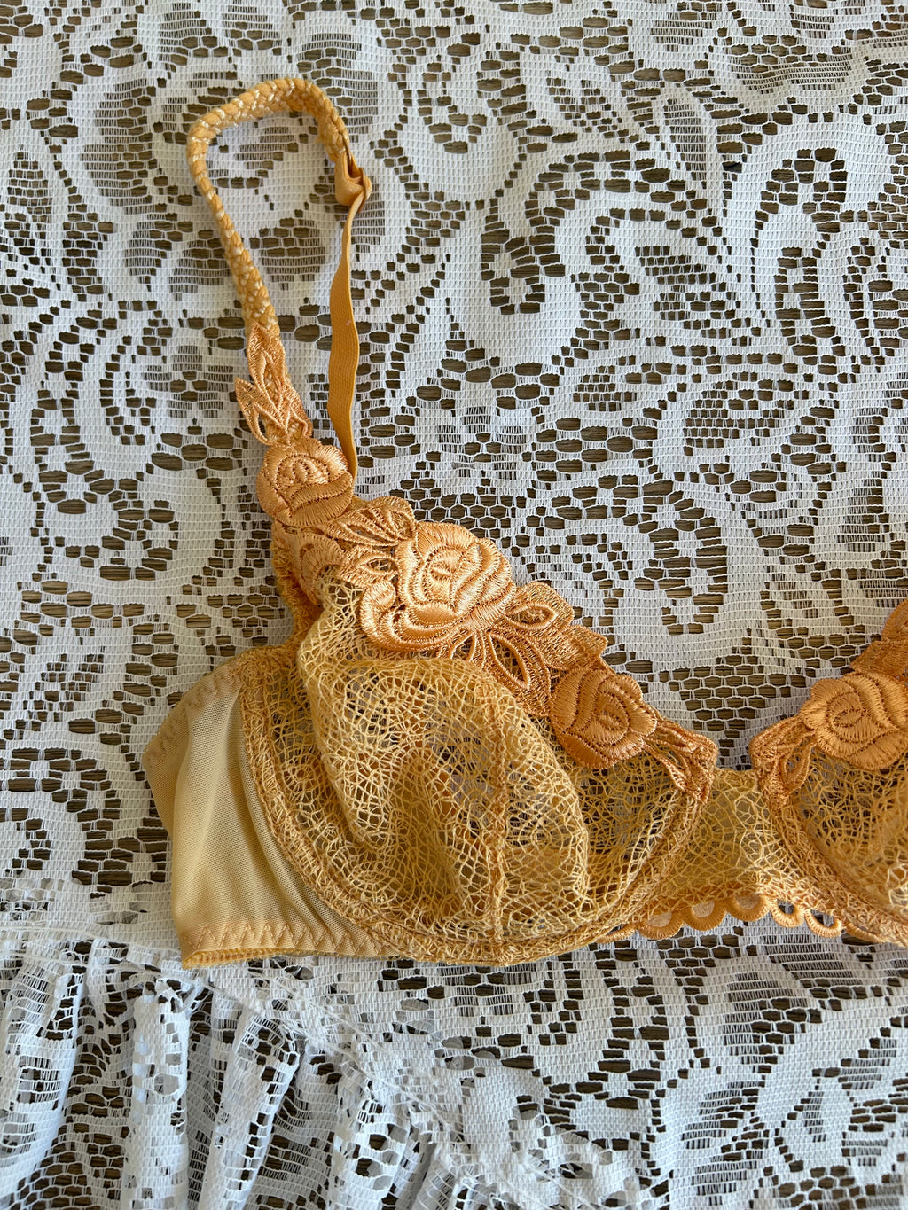 Vintage Peach Lace Bra