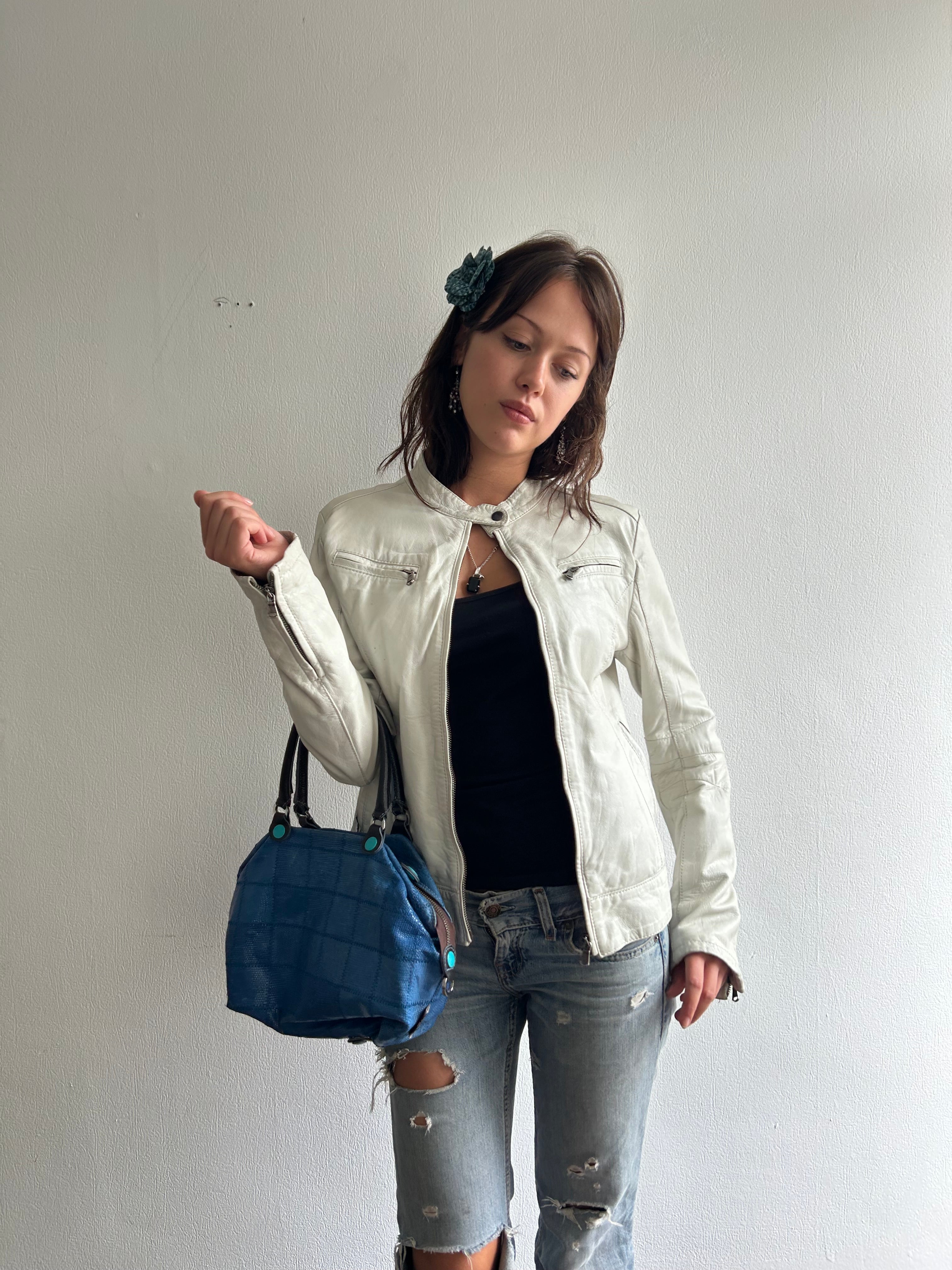 Blue Leather Handbag