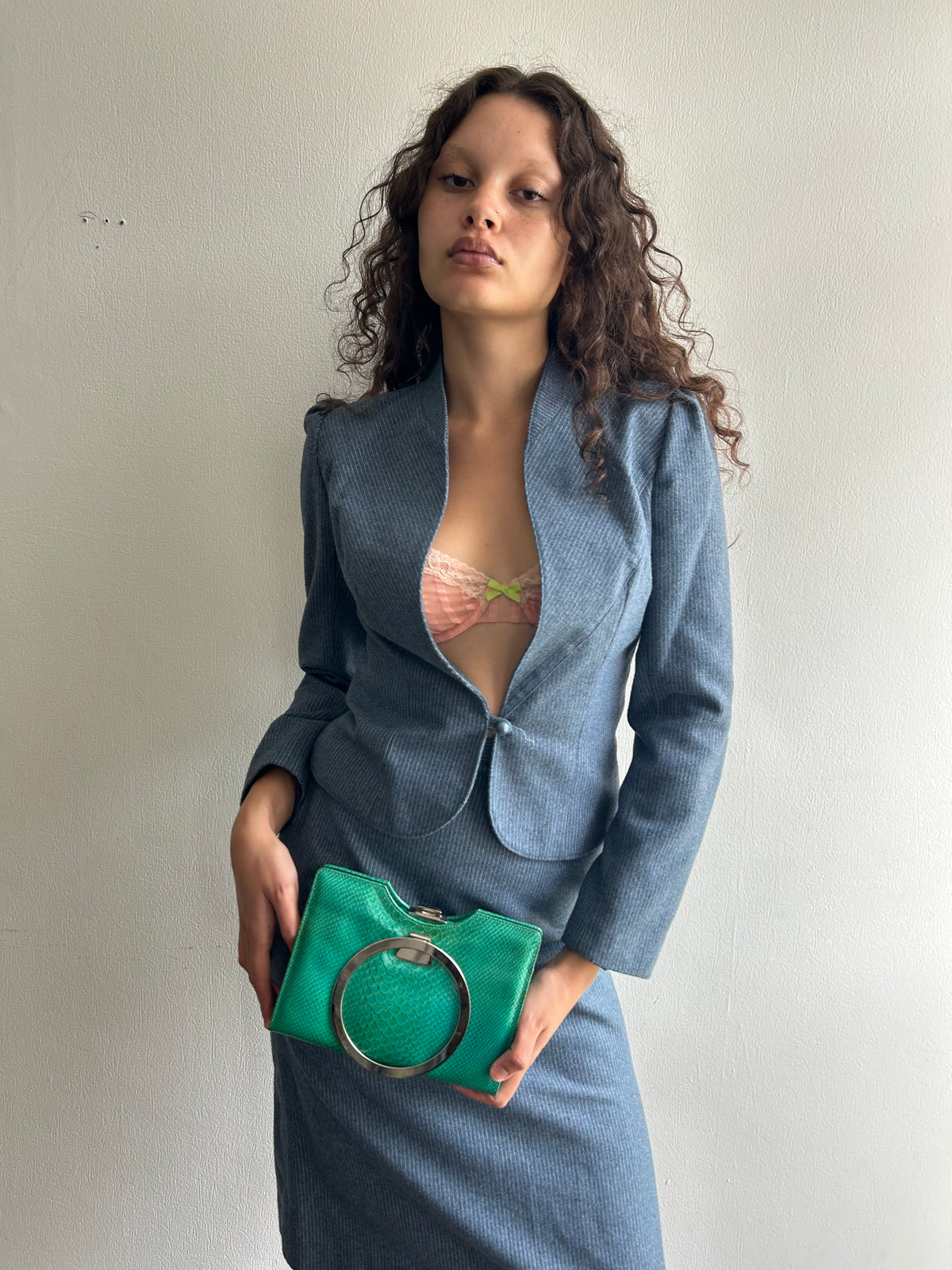 Vintage Teal Leather Bag