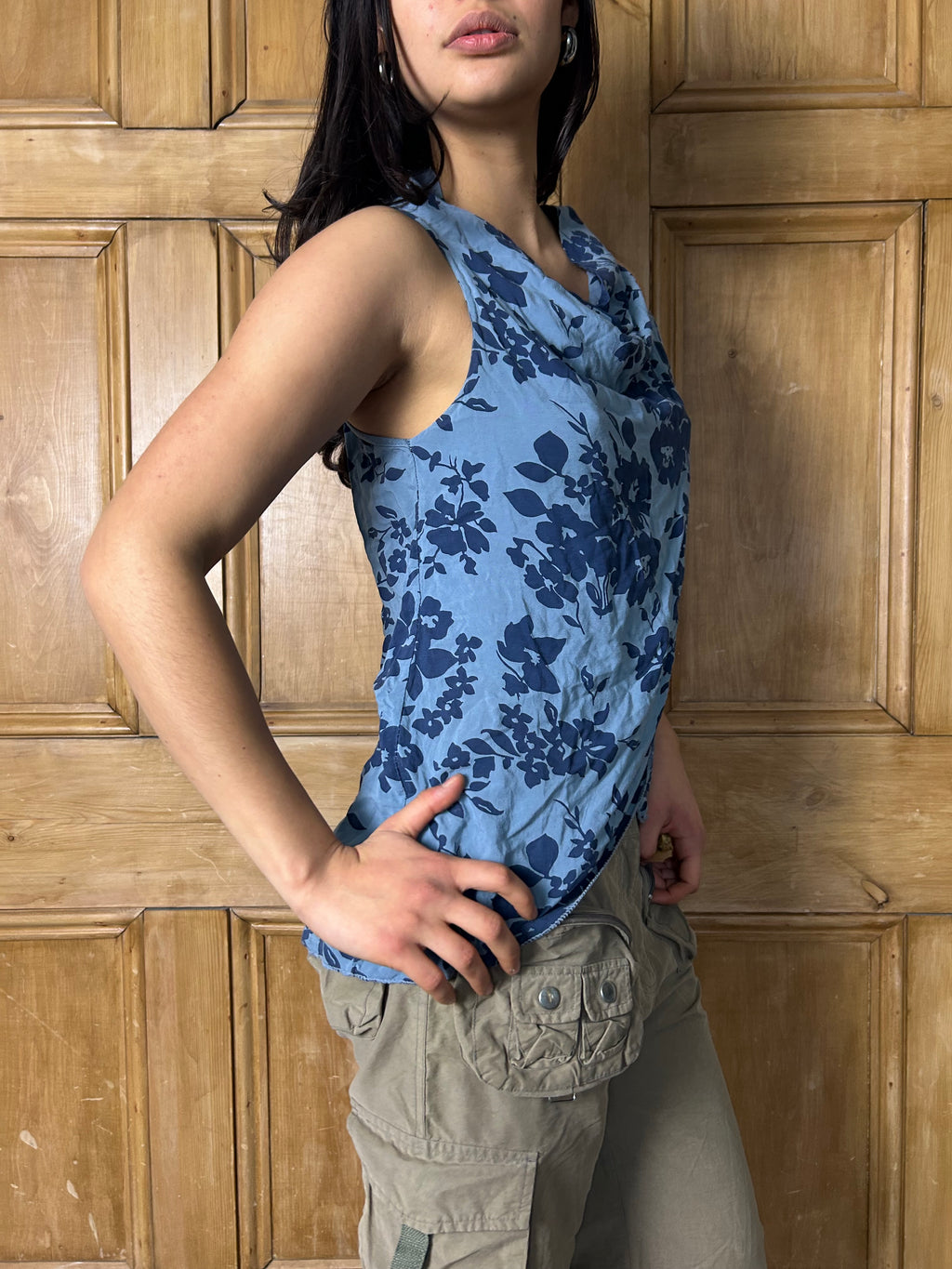 Blue floral vintage top