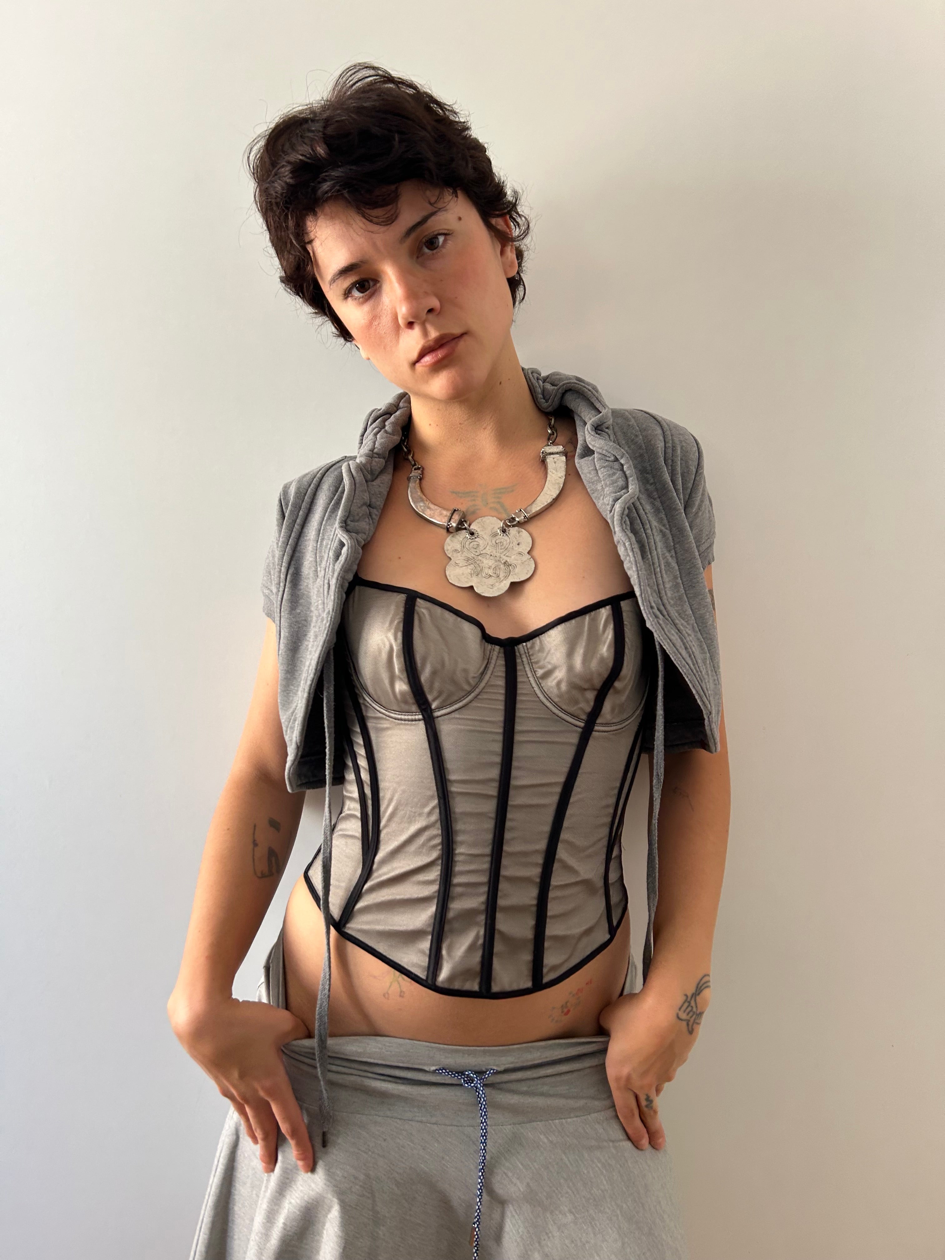 Vintage Black and grey Corset
