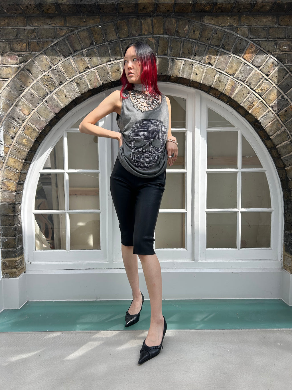Black Leather 'All Saints' Capris