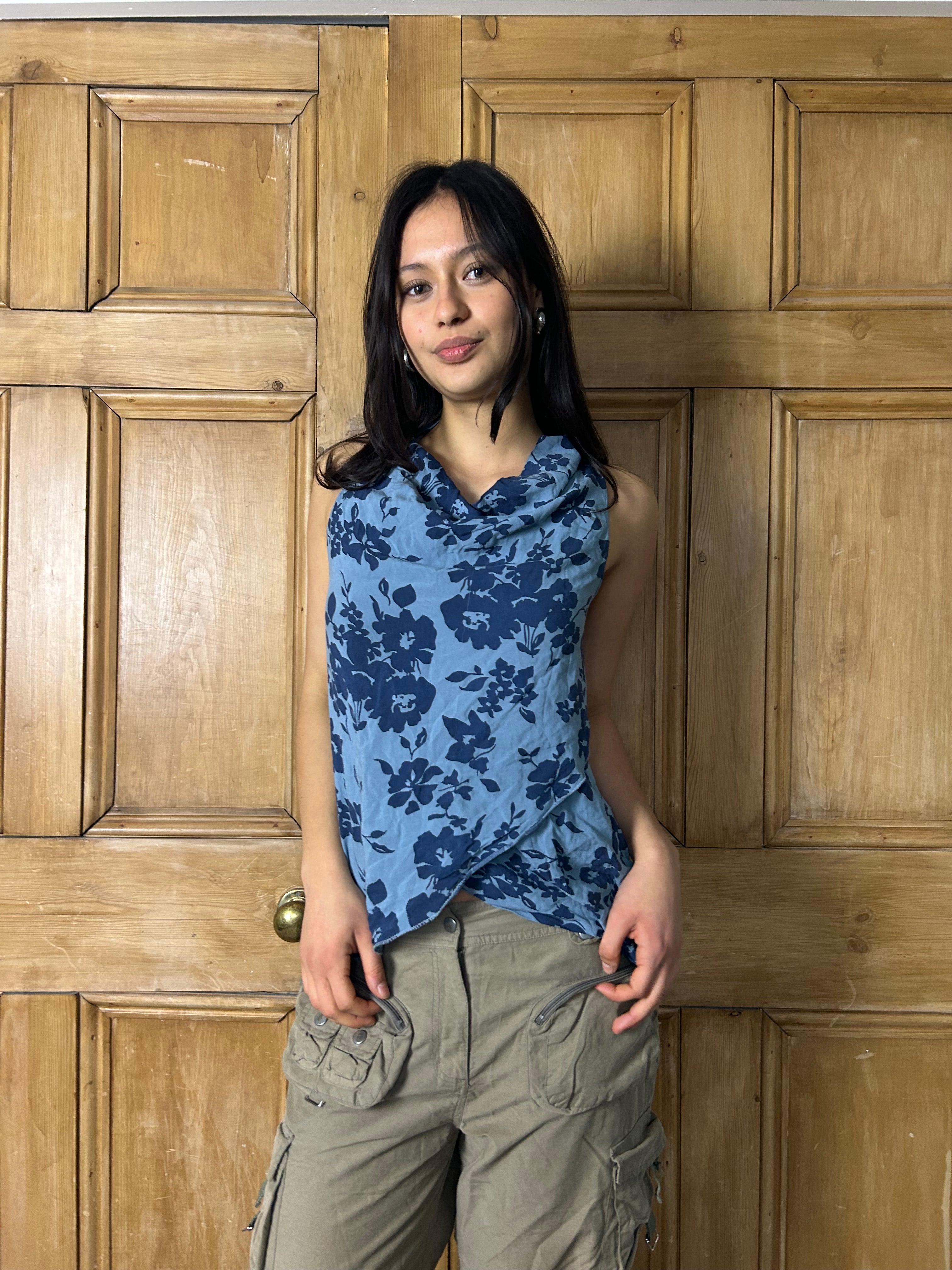 Blue floral vintage top