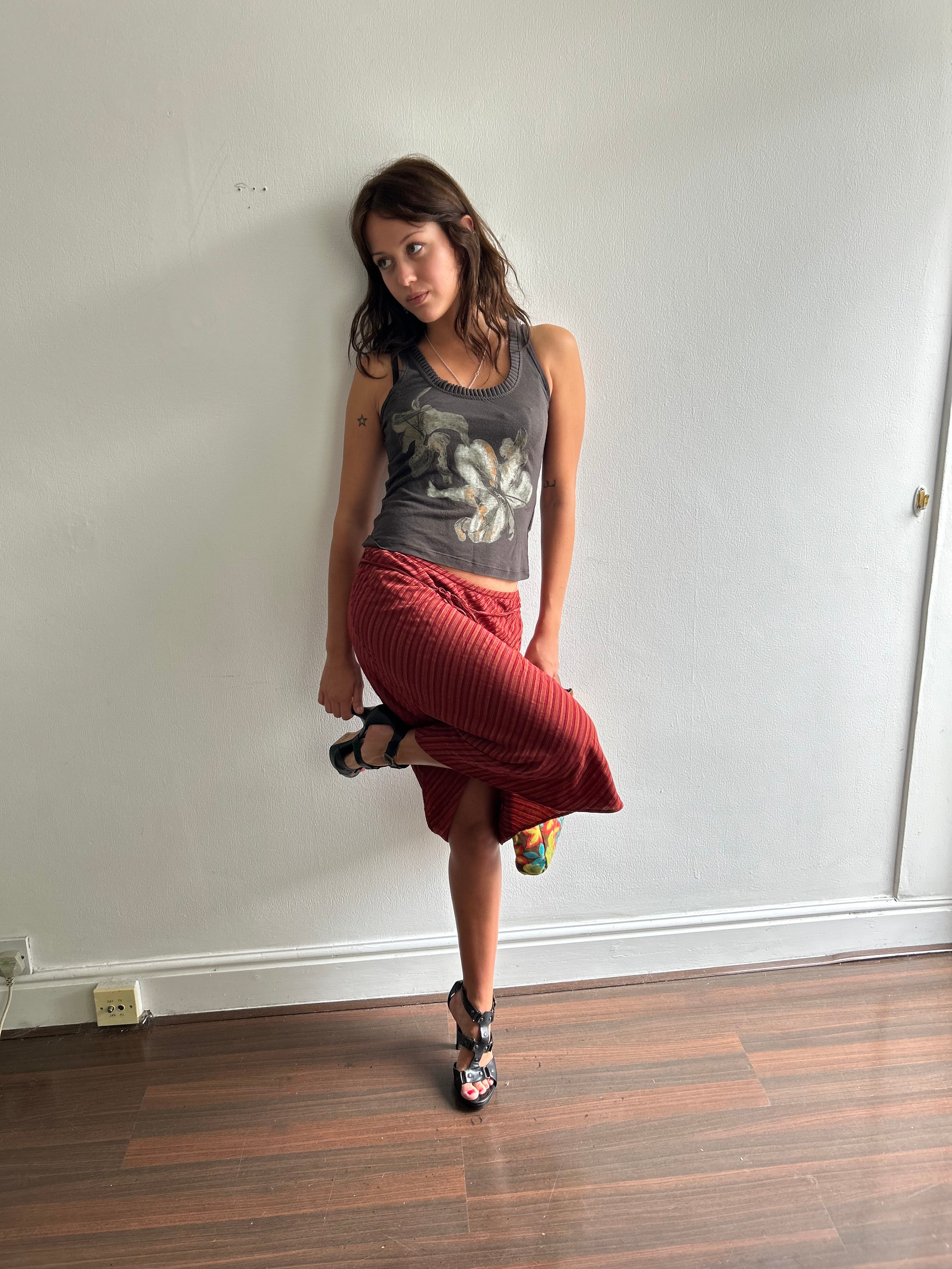 Vintage Red Stripe Skirt