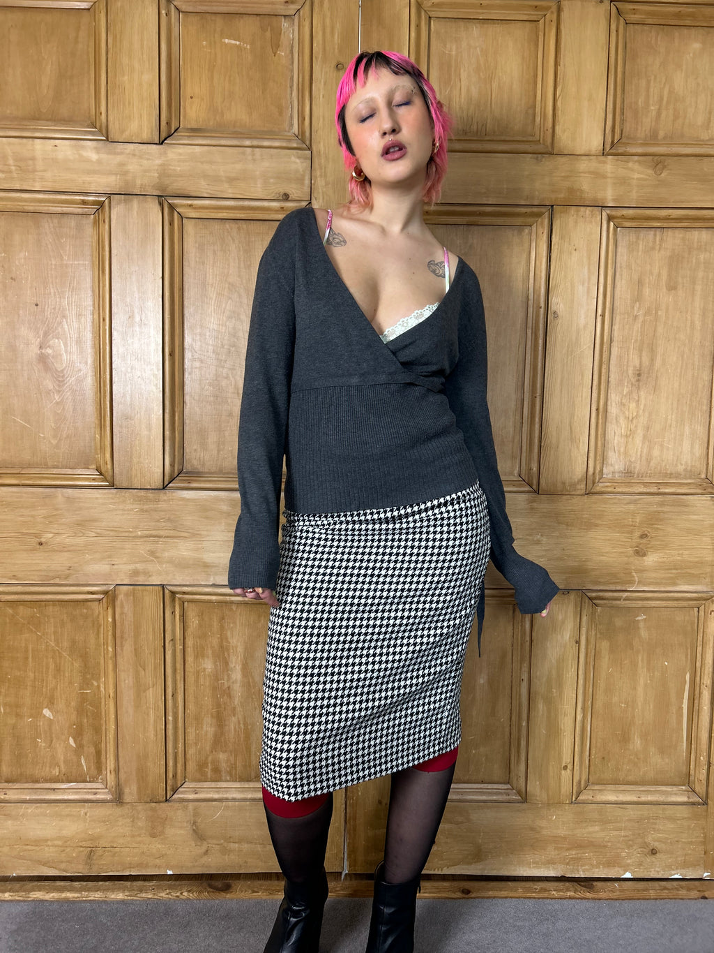 Dark Grey Ballet Surplice Top