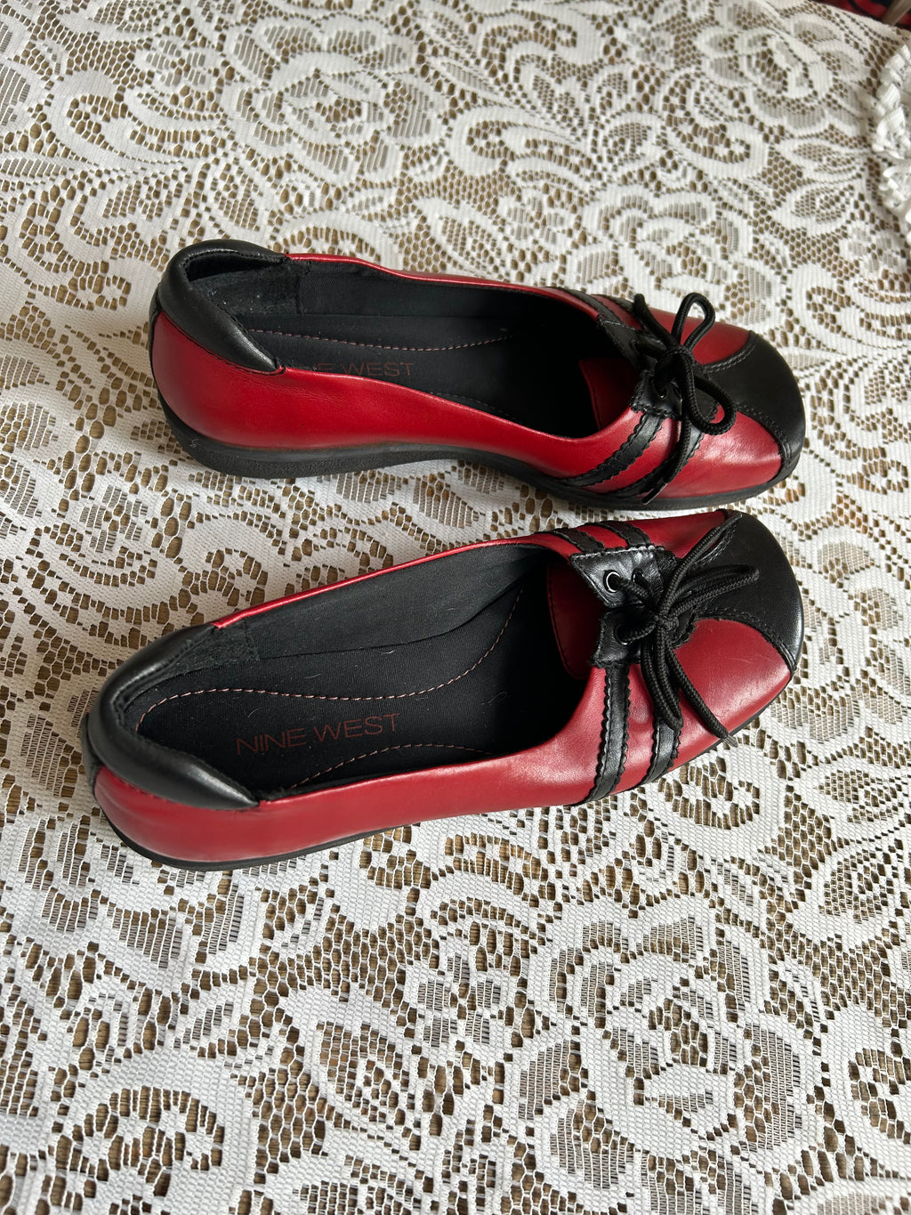 Nine West Red and Black Ballet Pumps