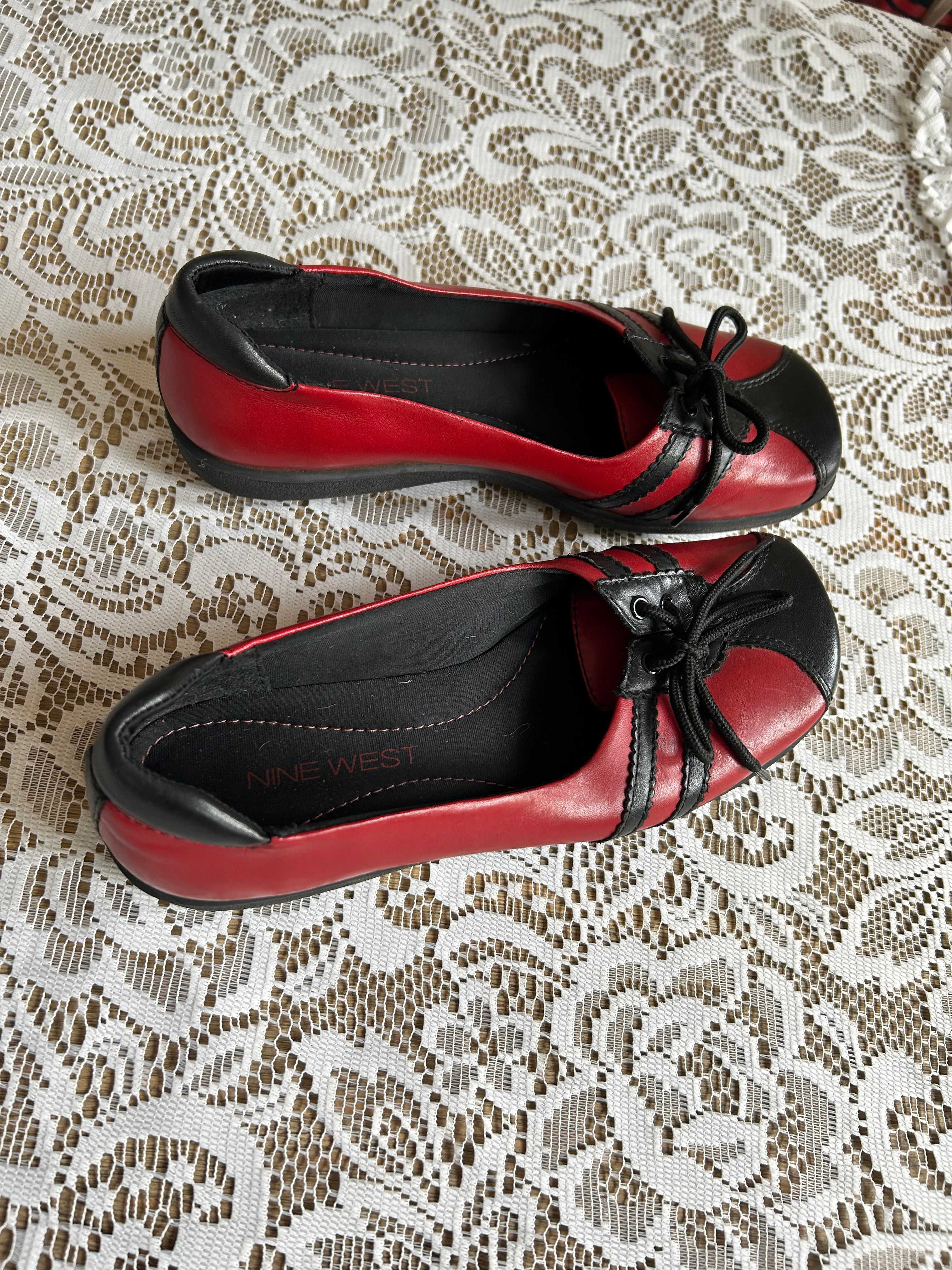 Nine West Red and Black Ballet Pumps