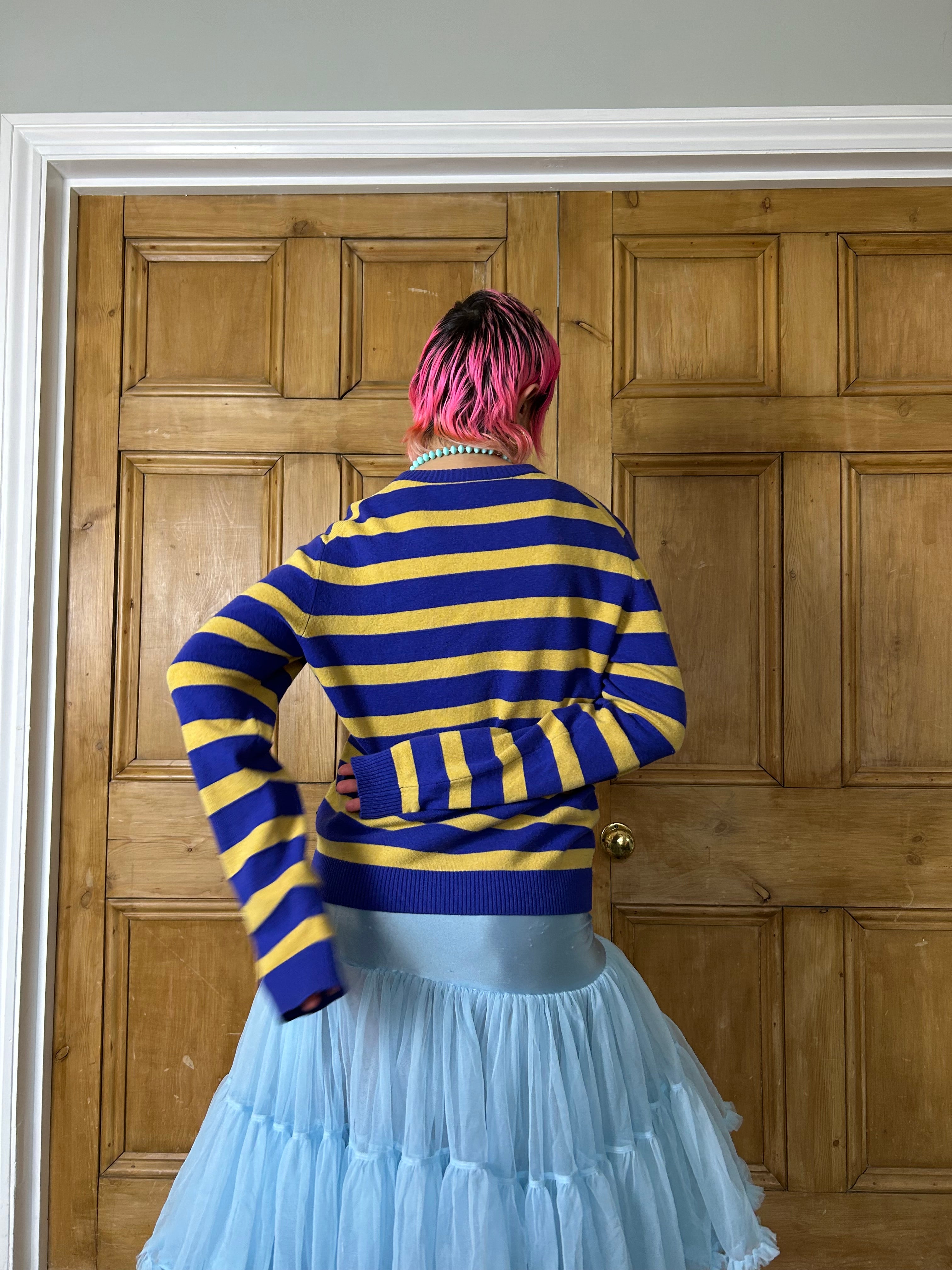 Hugo Boss Purple and yellow Stripe jumper