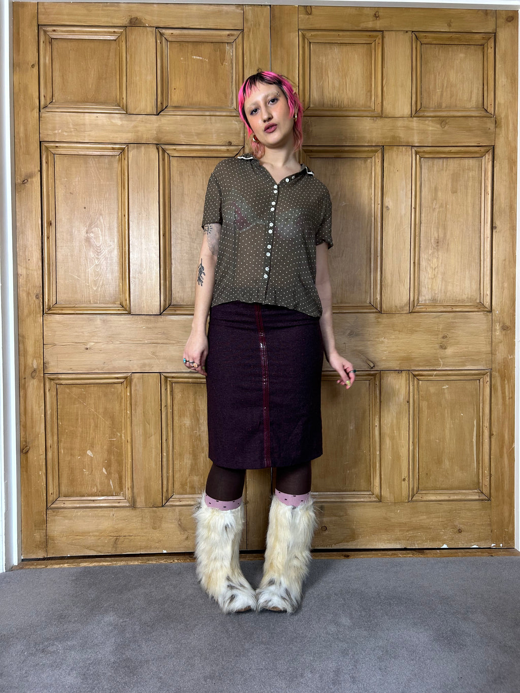 Burgundy Midi Skirt