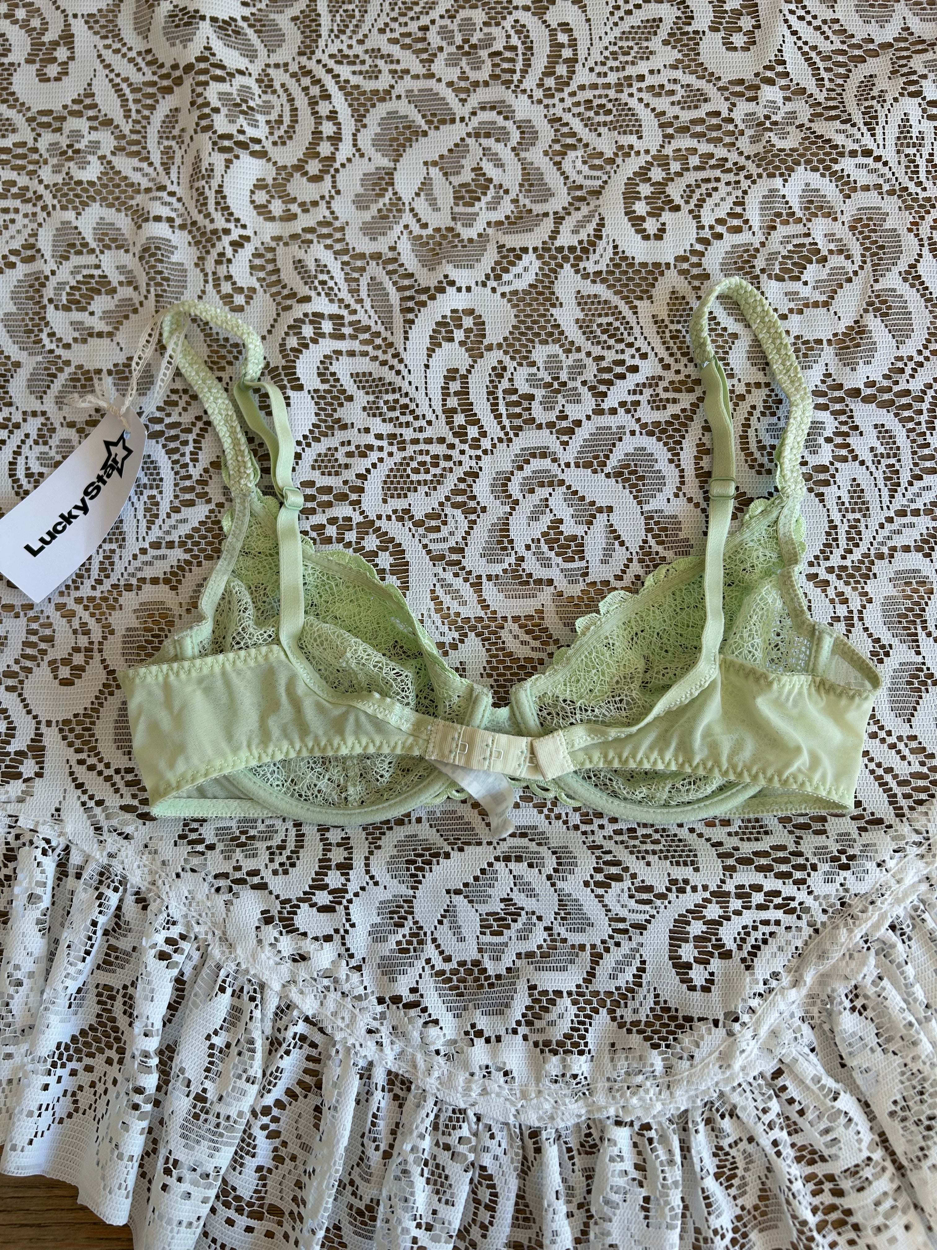 Vintage Mint Green Lace Bra