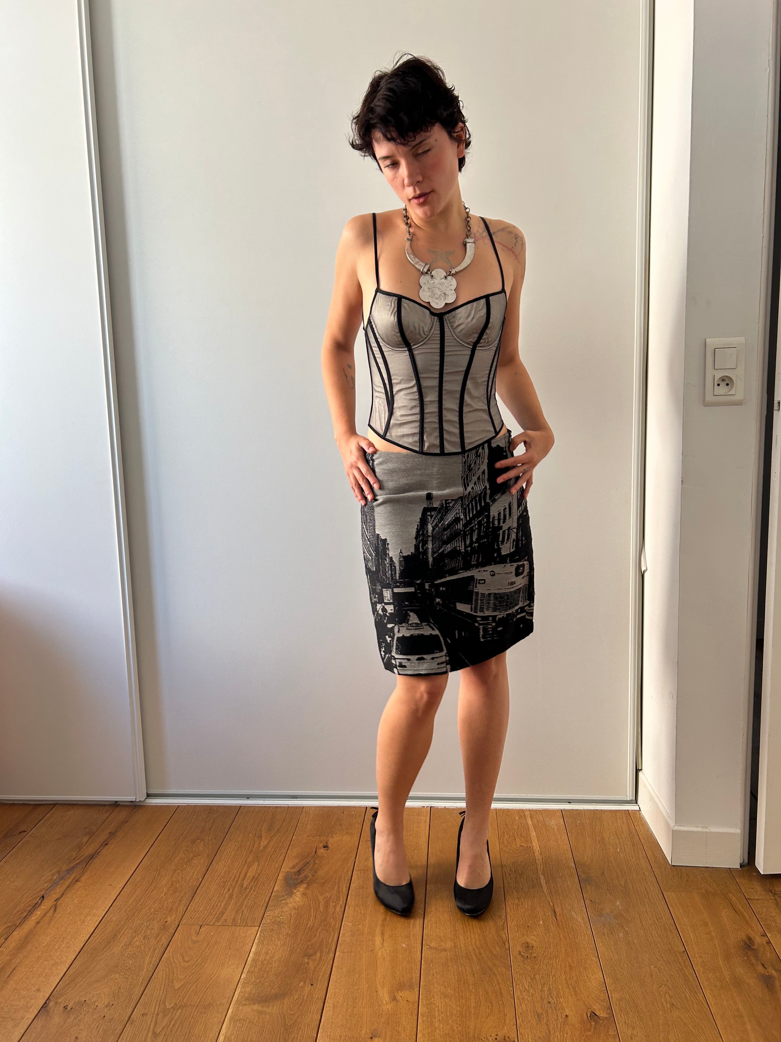 Vintage Black and grey Corset