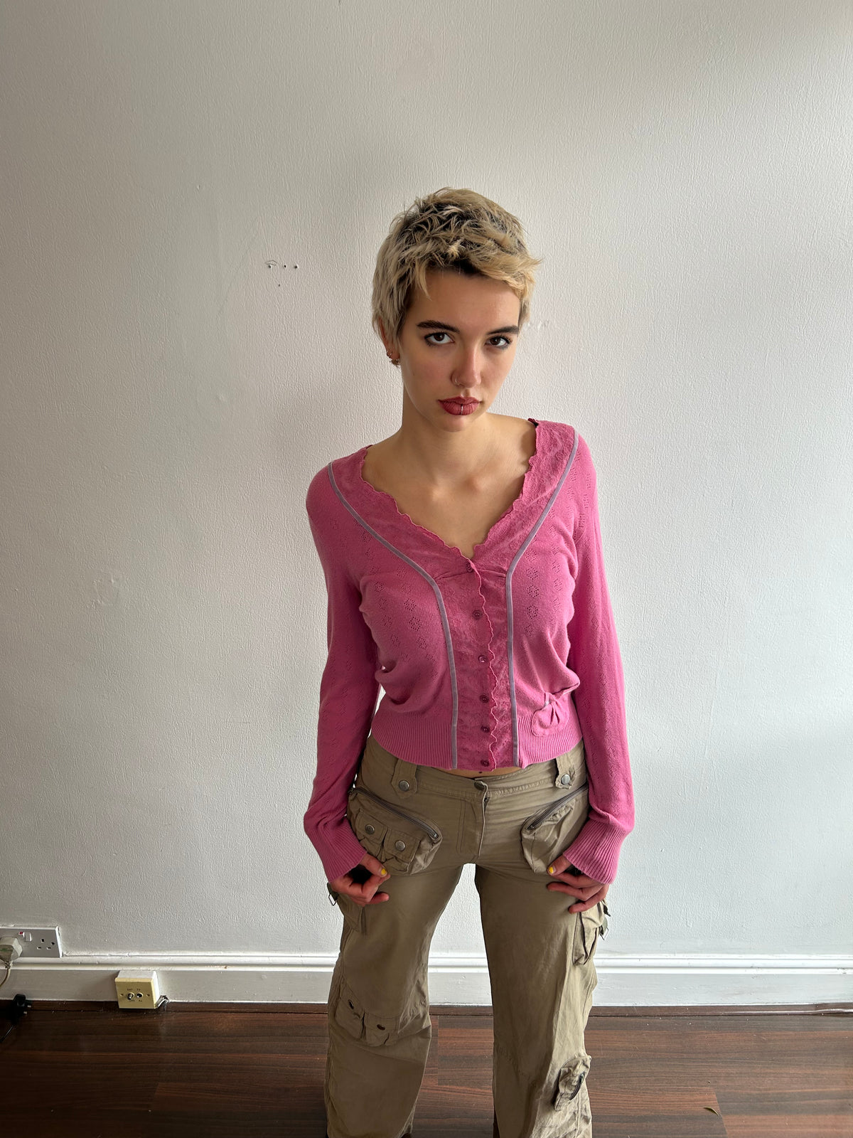 Pink Pointelle Cardigan