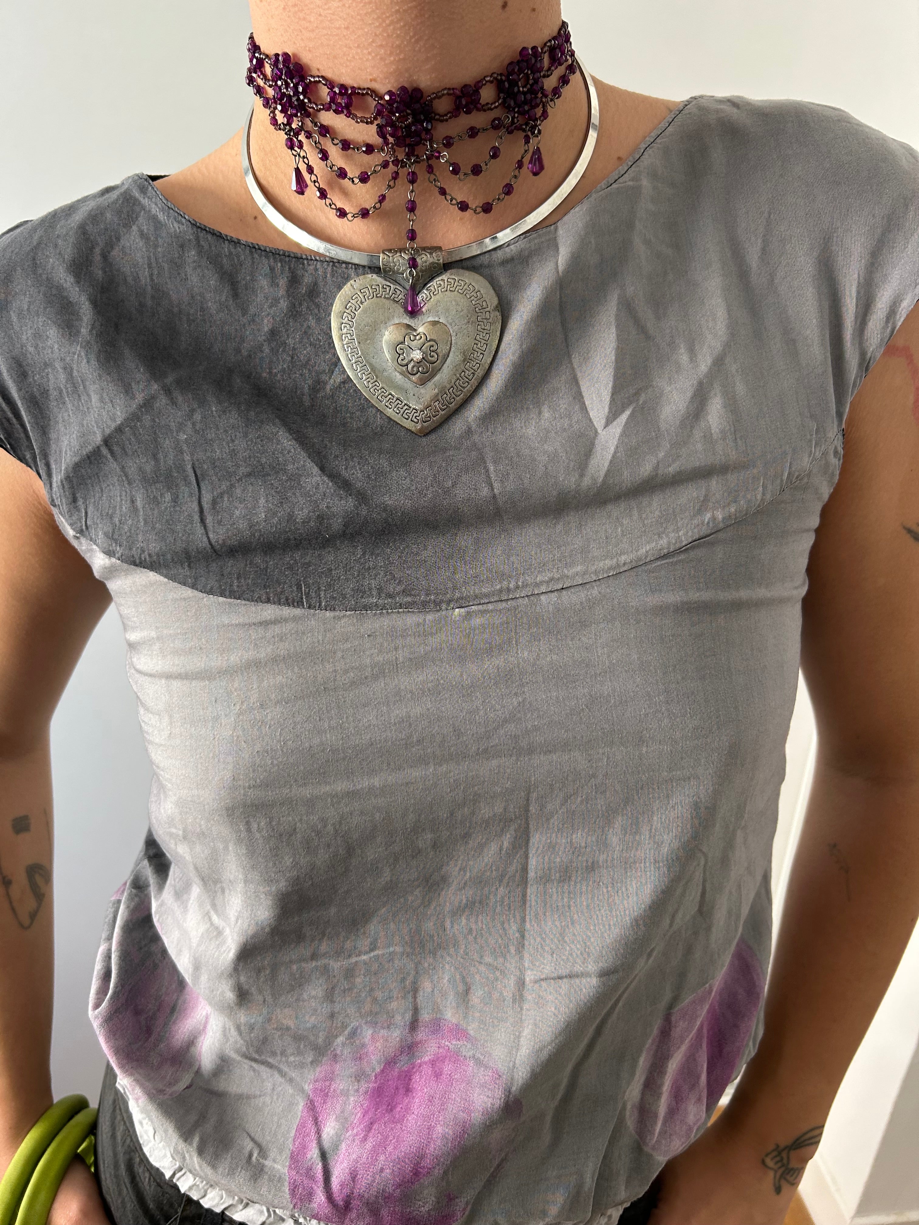 Chunky Silver Heart Pendant Necklace
