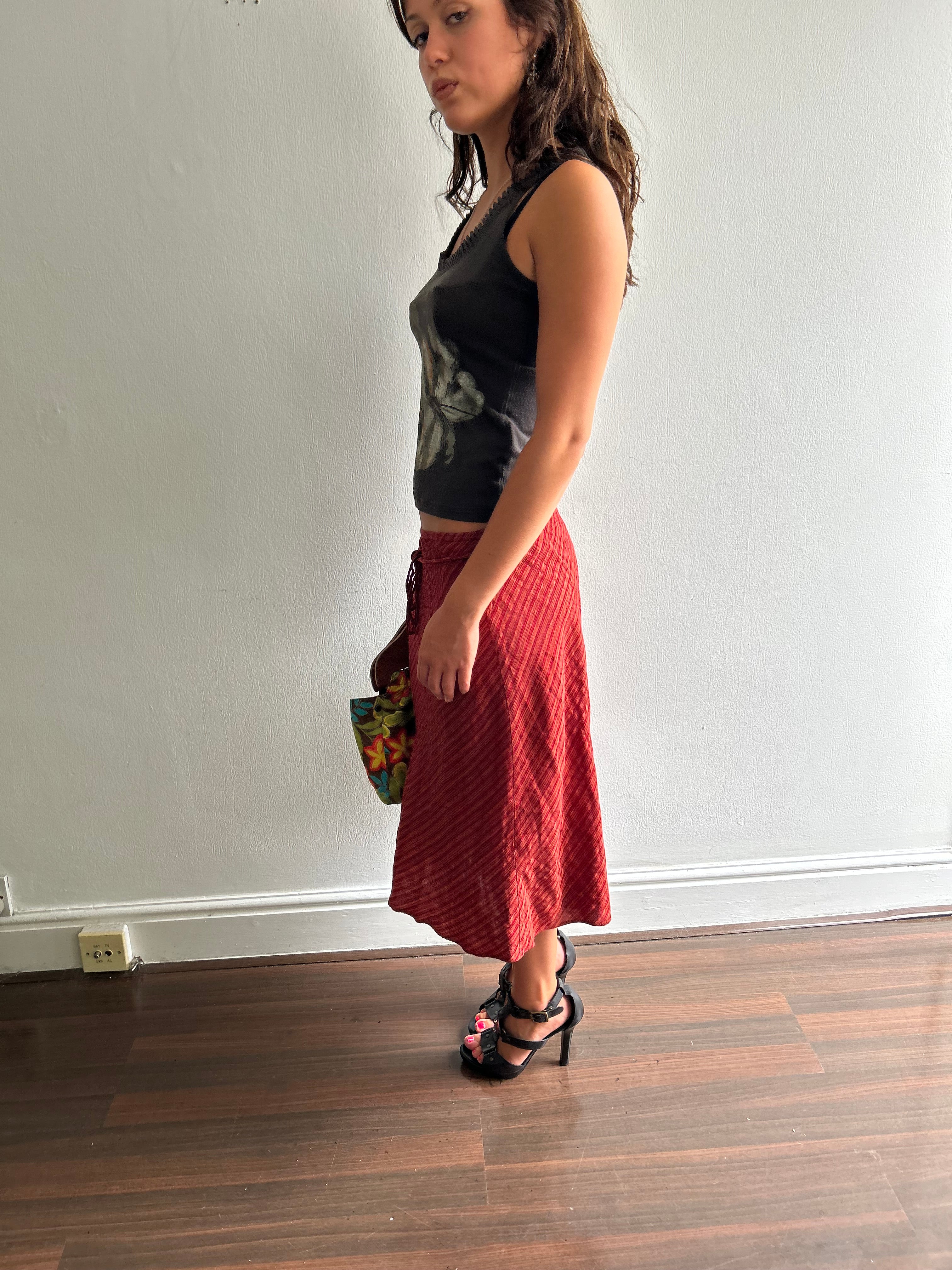 Vintage Red Stripe Skirt