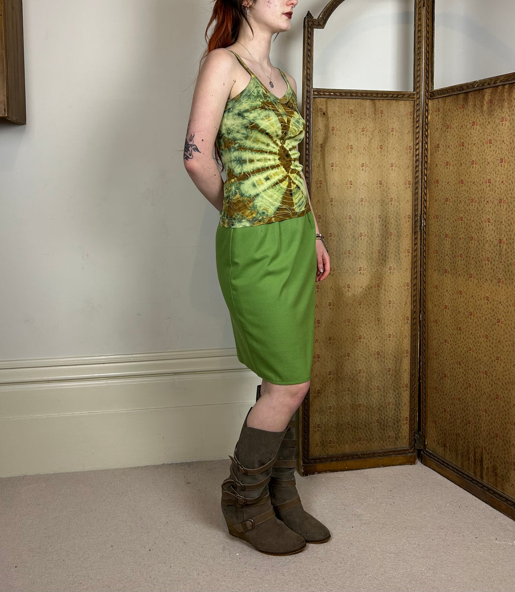 Apple green midi skirt