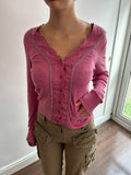 Pink Pointelle Cardigan