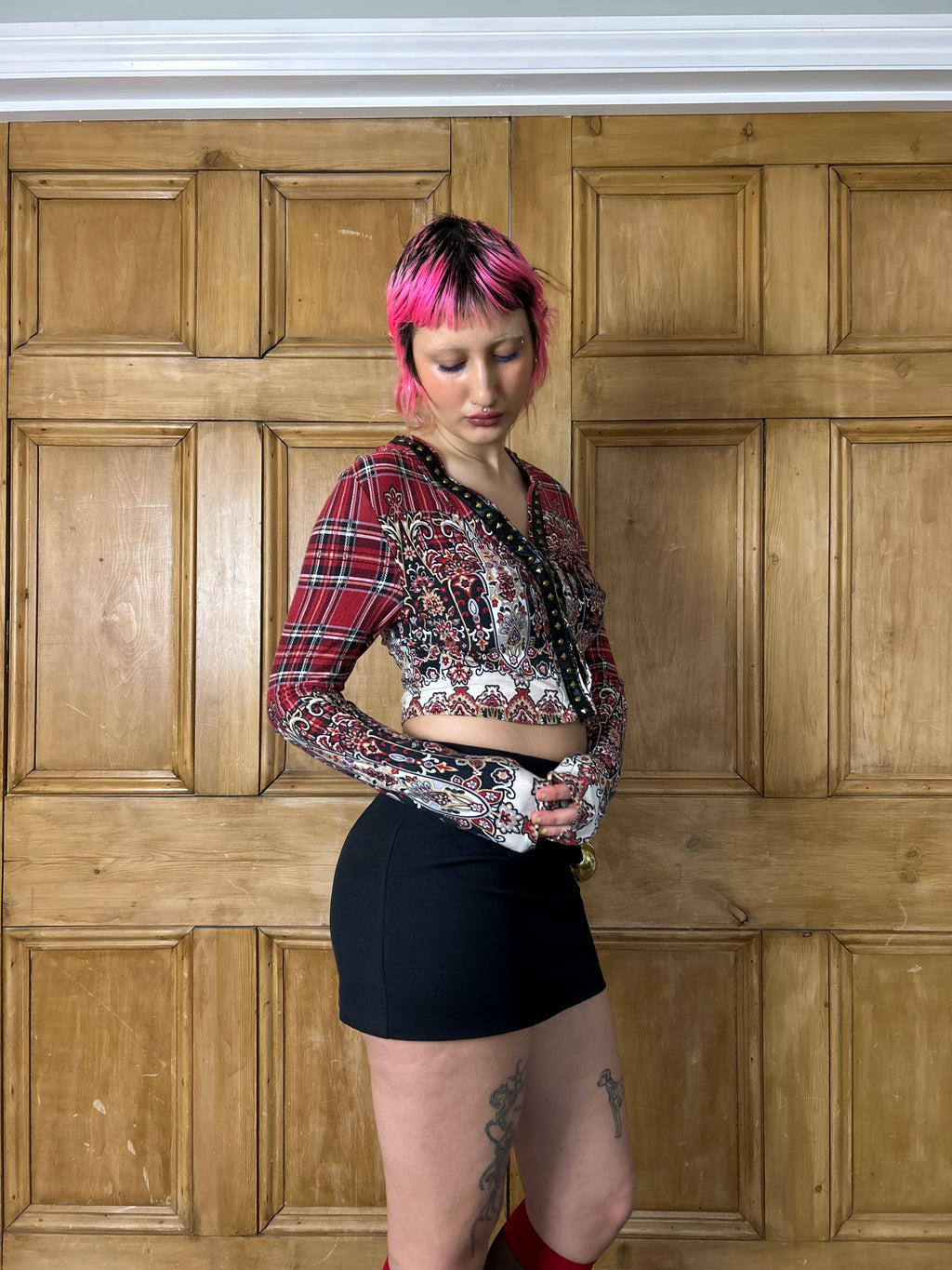 Y2K Tartan Long Sleeve Top