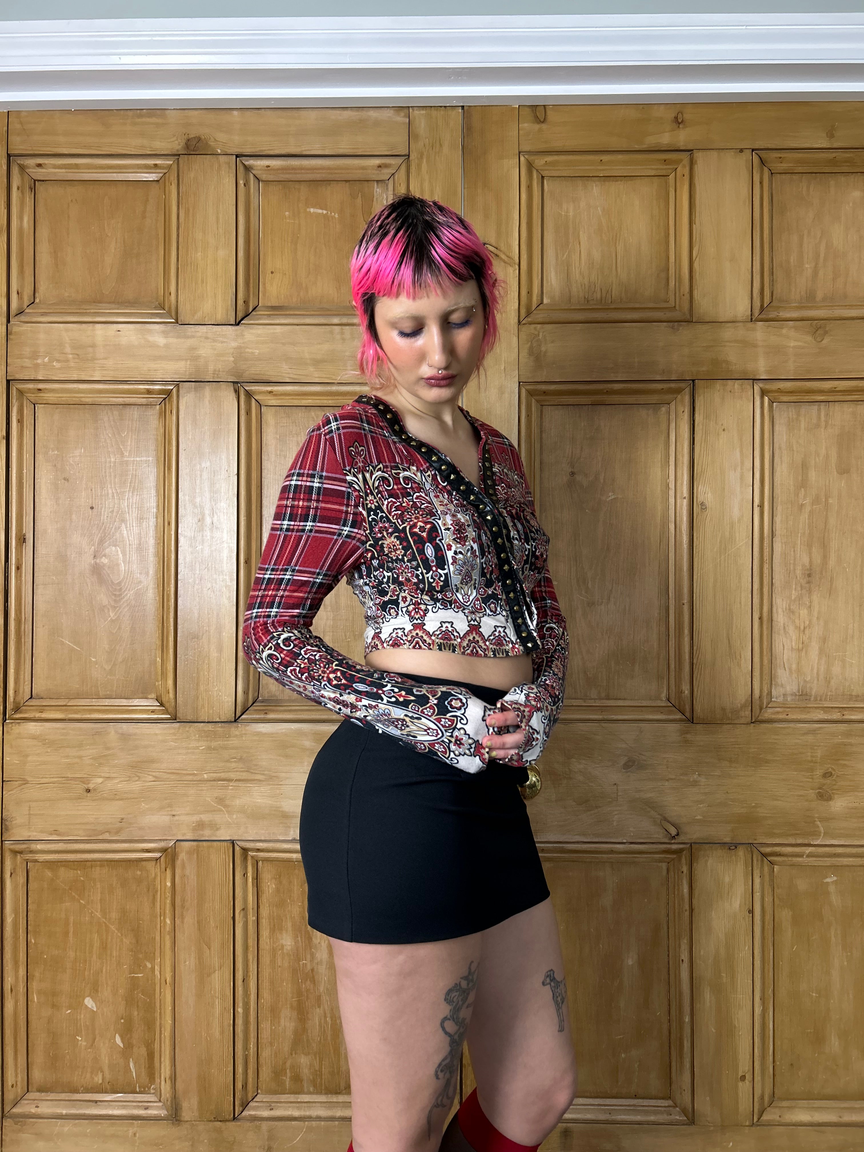 Y2K Tartan Long Sleeve Top