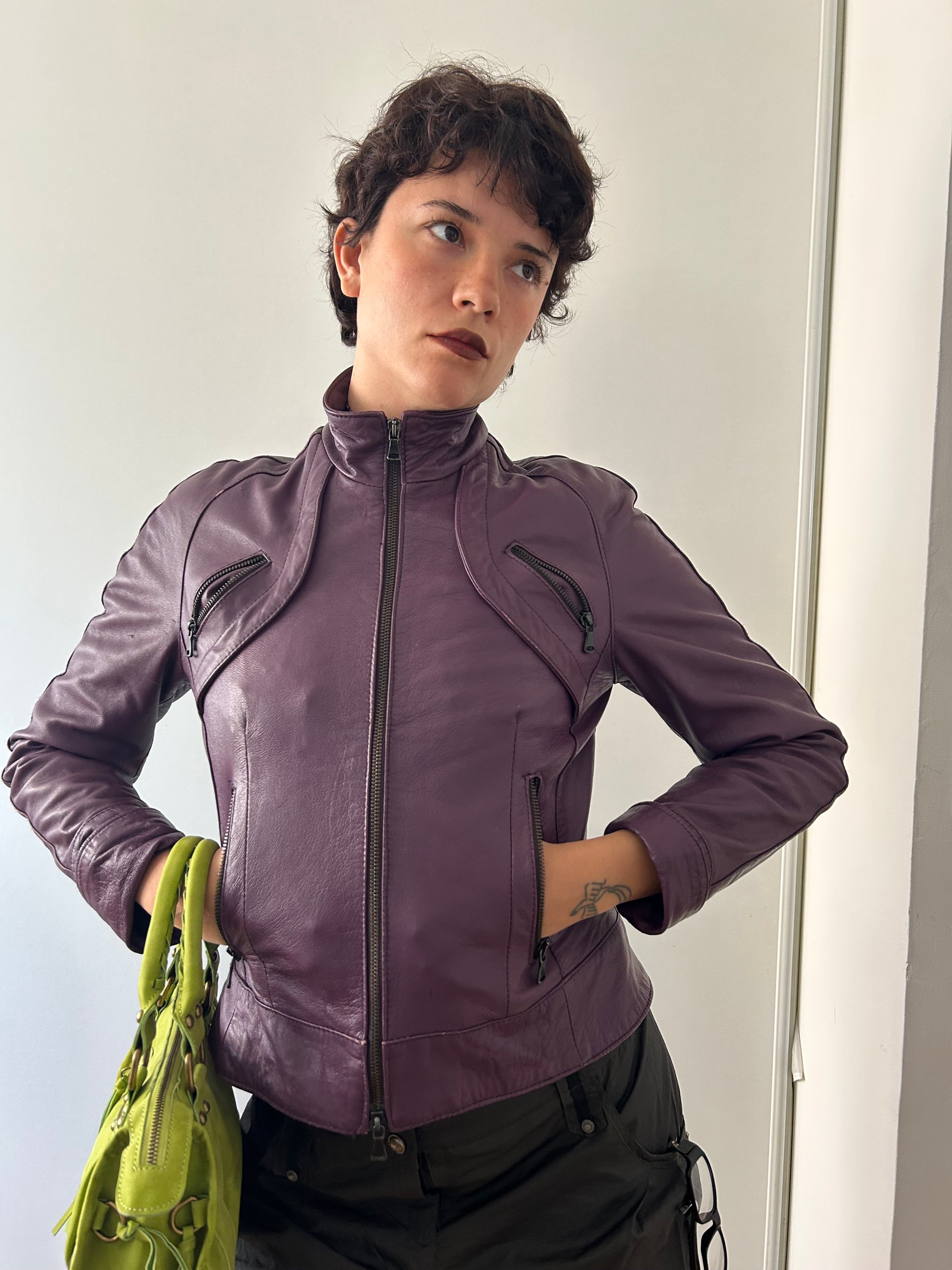 Vintage Purple Leather Jacket