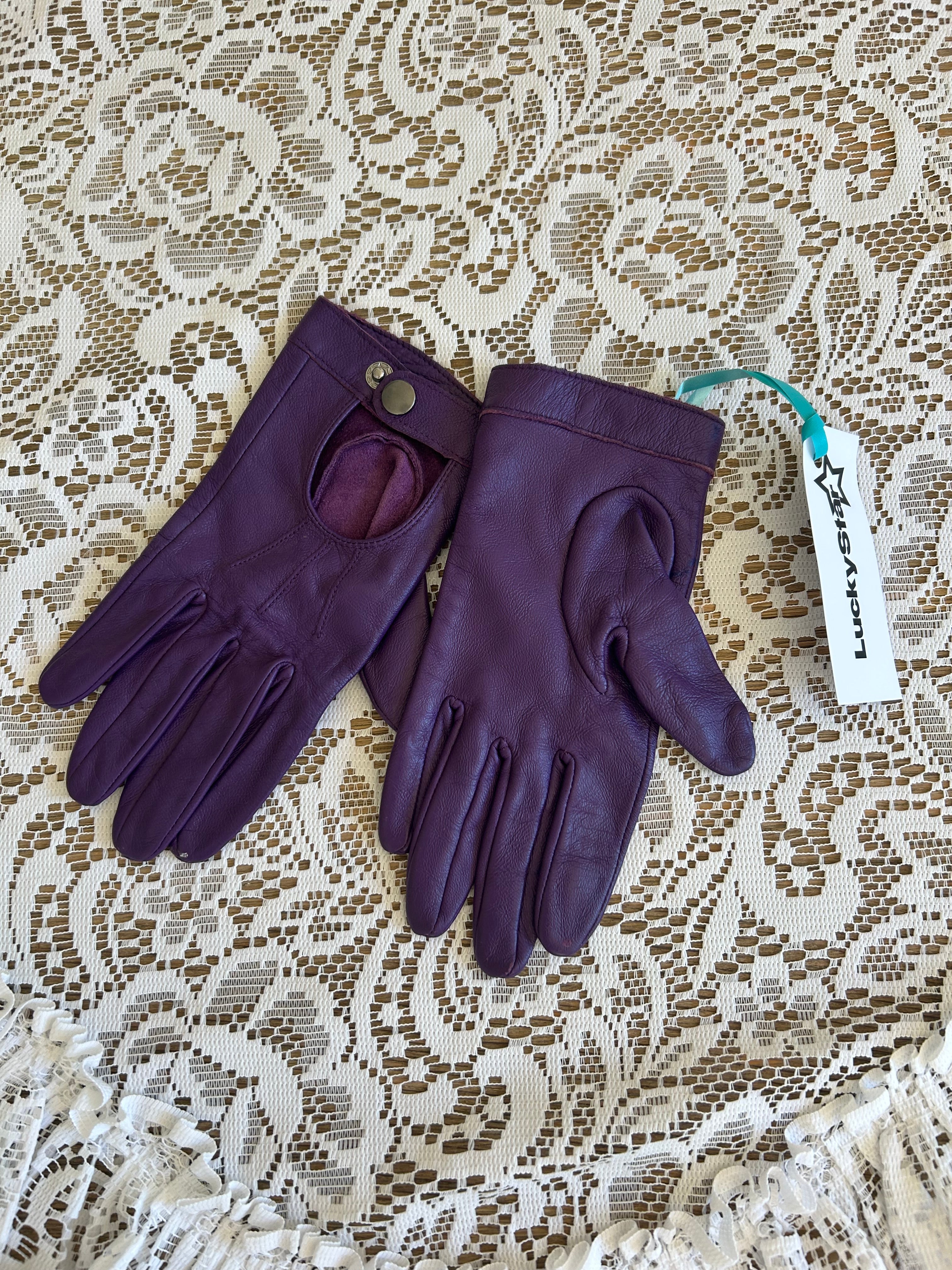 Vintage Leather Purple Gloves