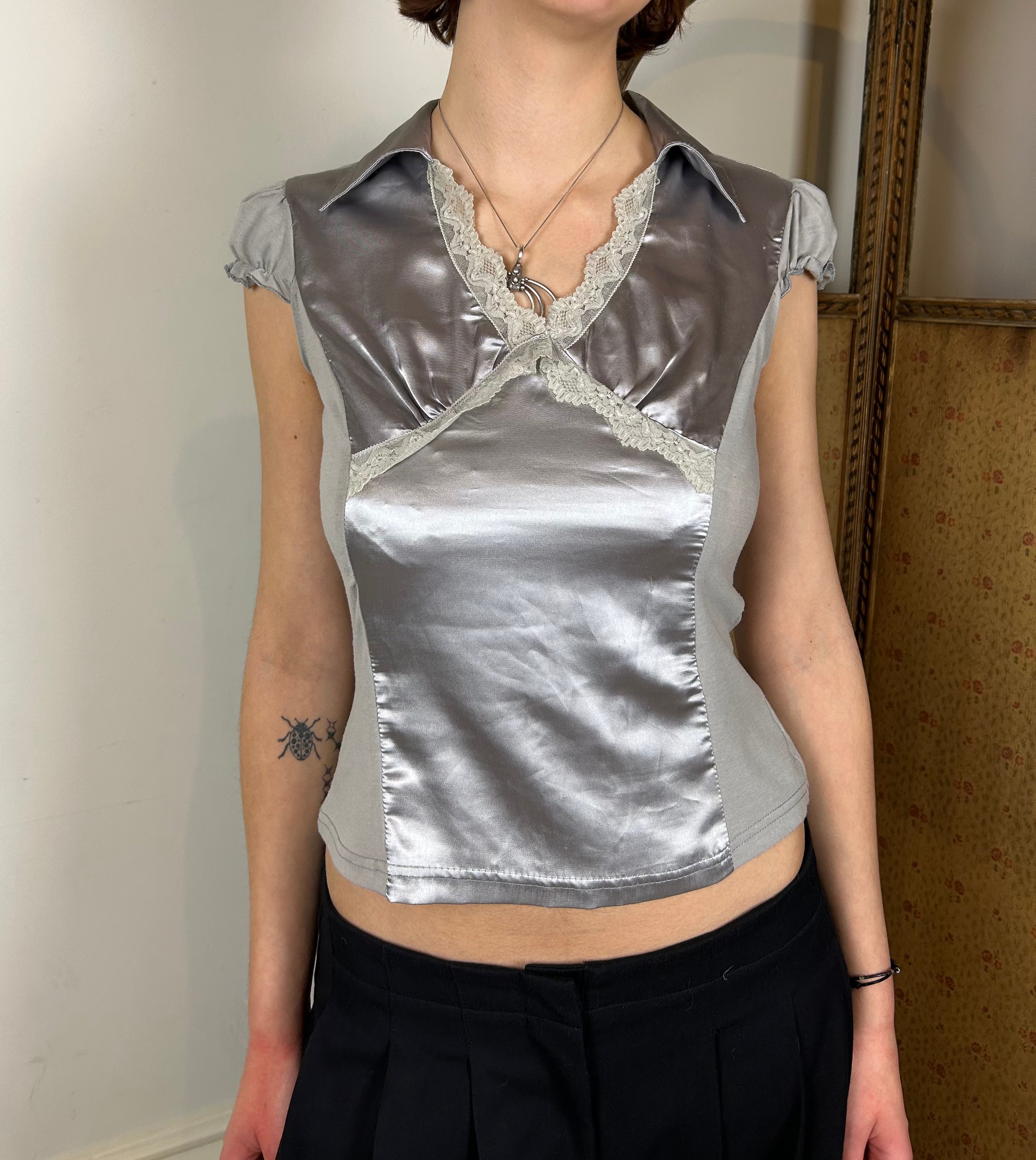 Grey lace top