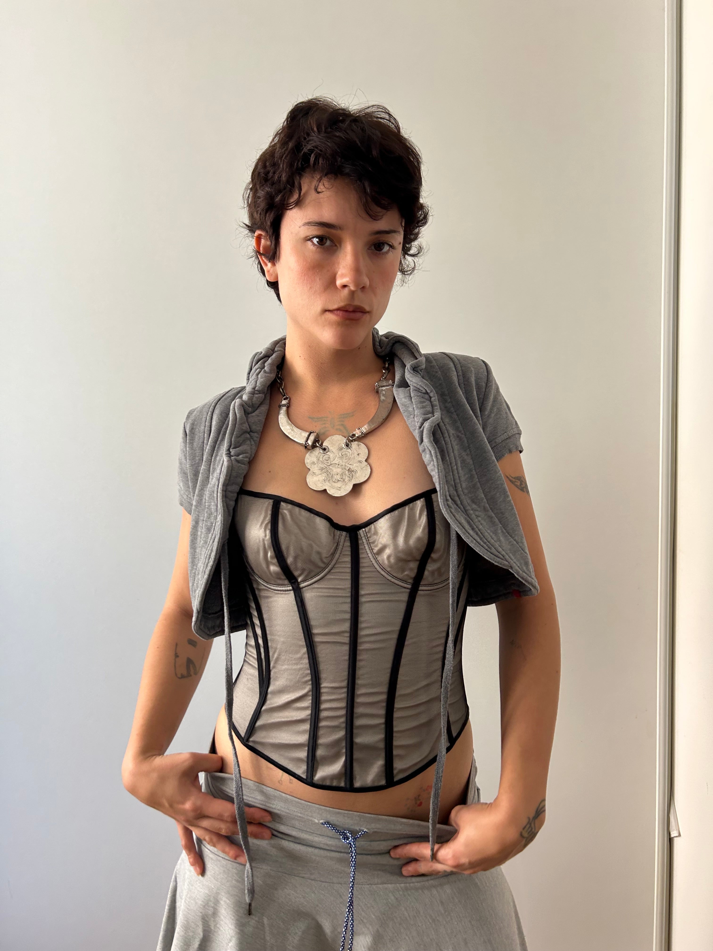 Vintage Black and grey Corset