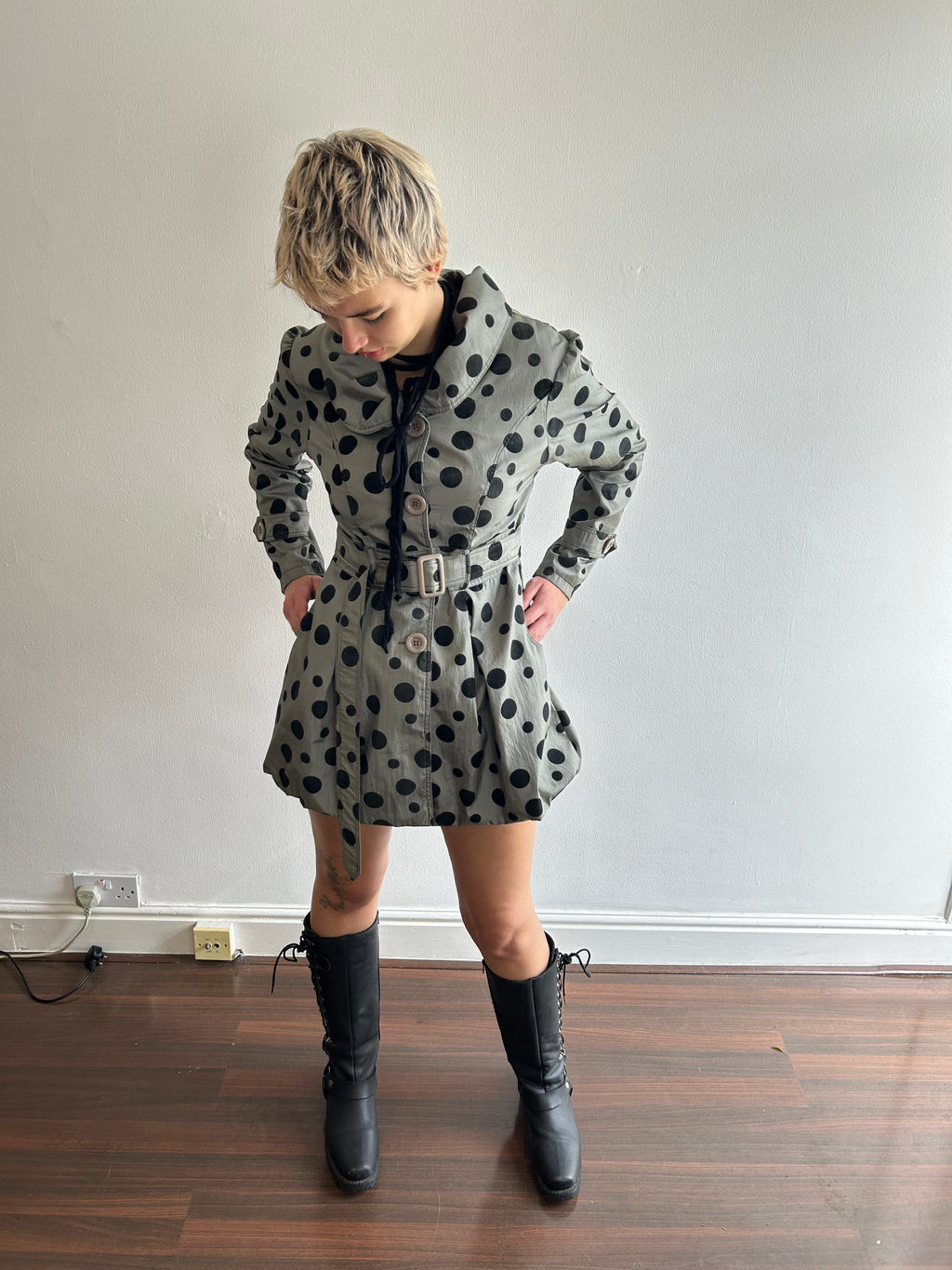 Polka dot bubble coat