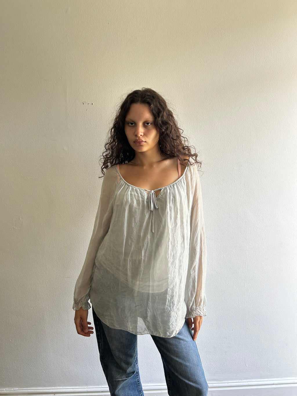Grey Silk Top