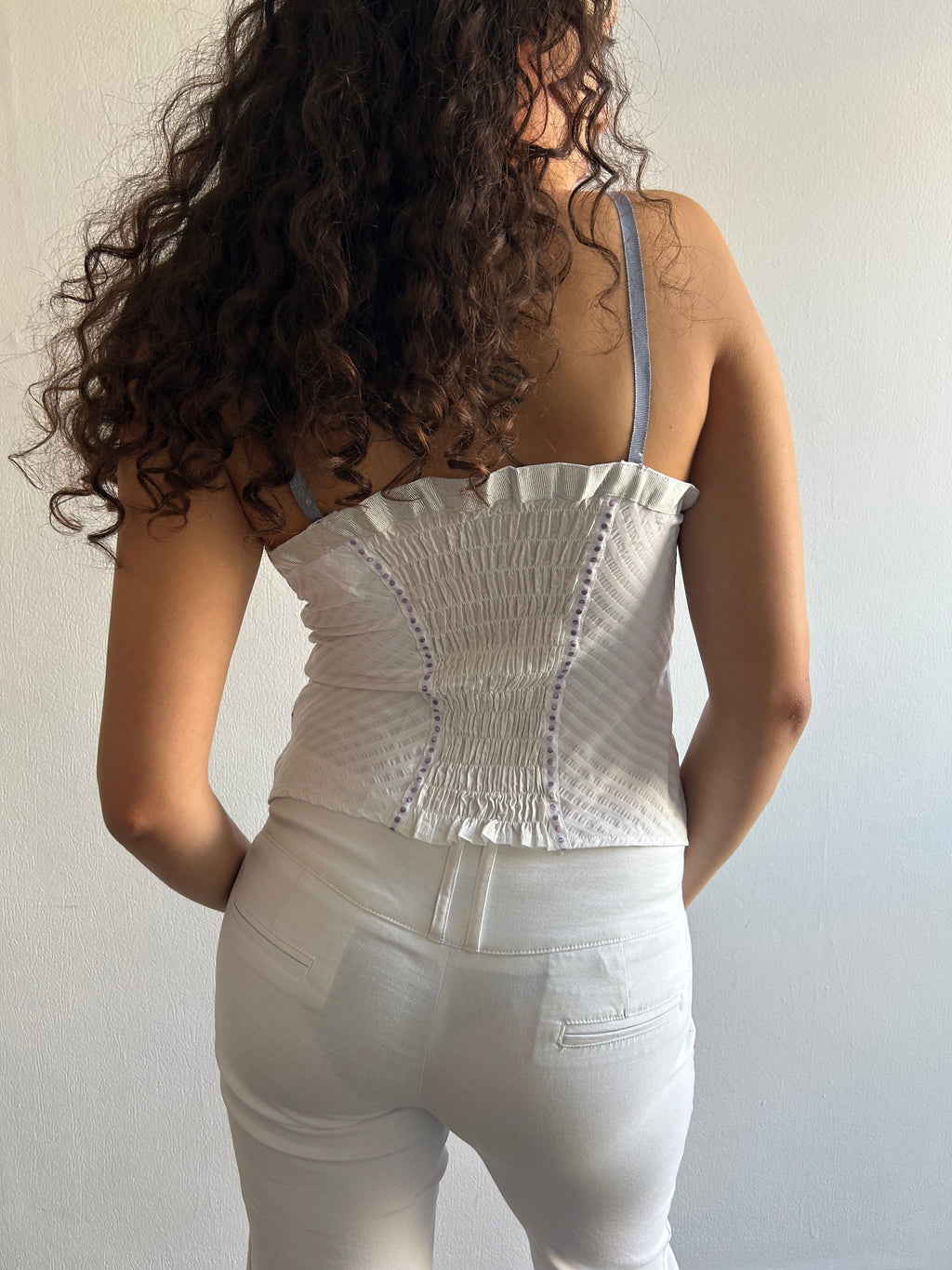 Corset Style White Top