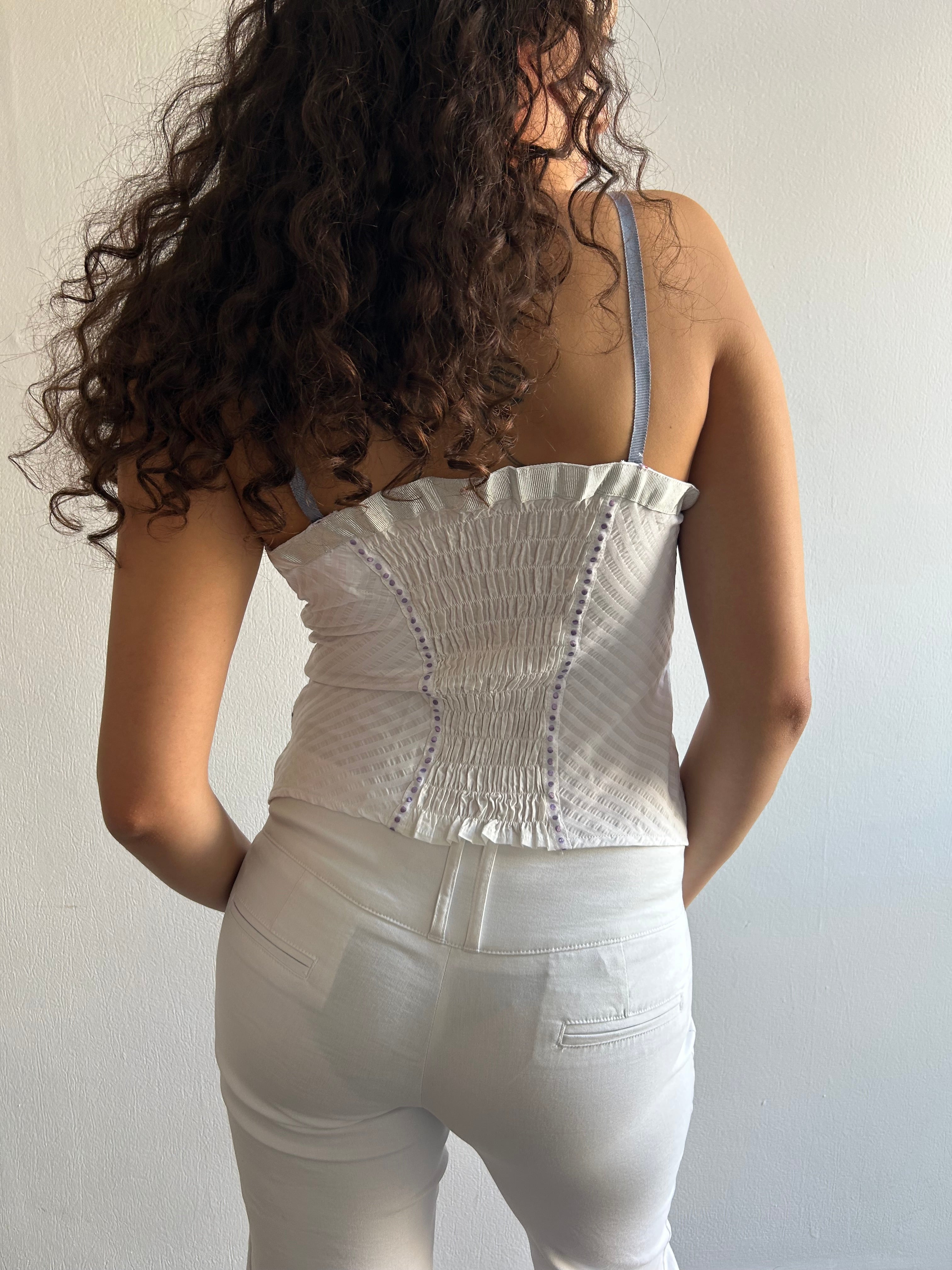 Corset Style White Top