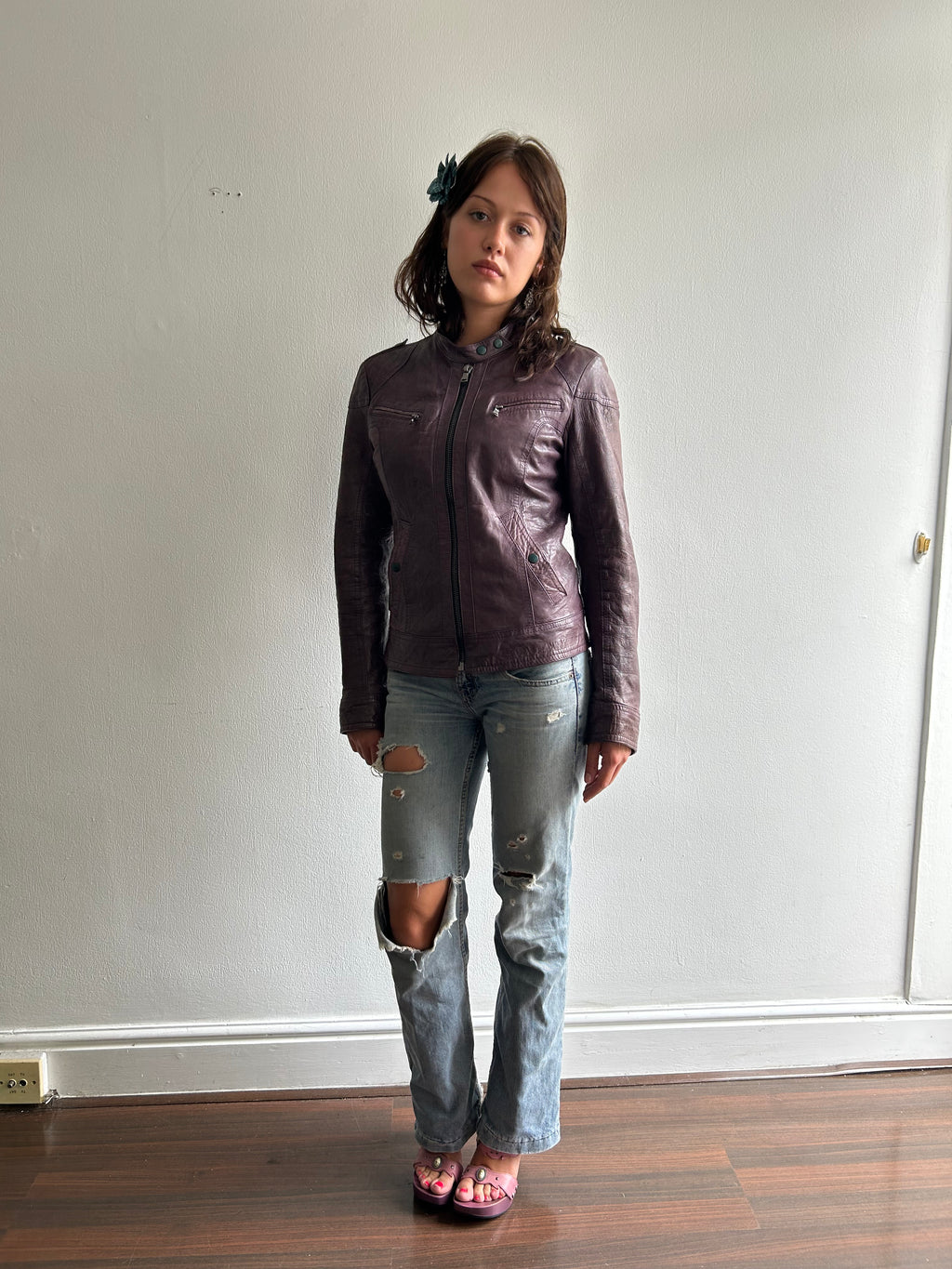 Grape Vintage Leather Jacket
