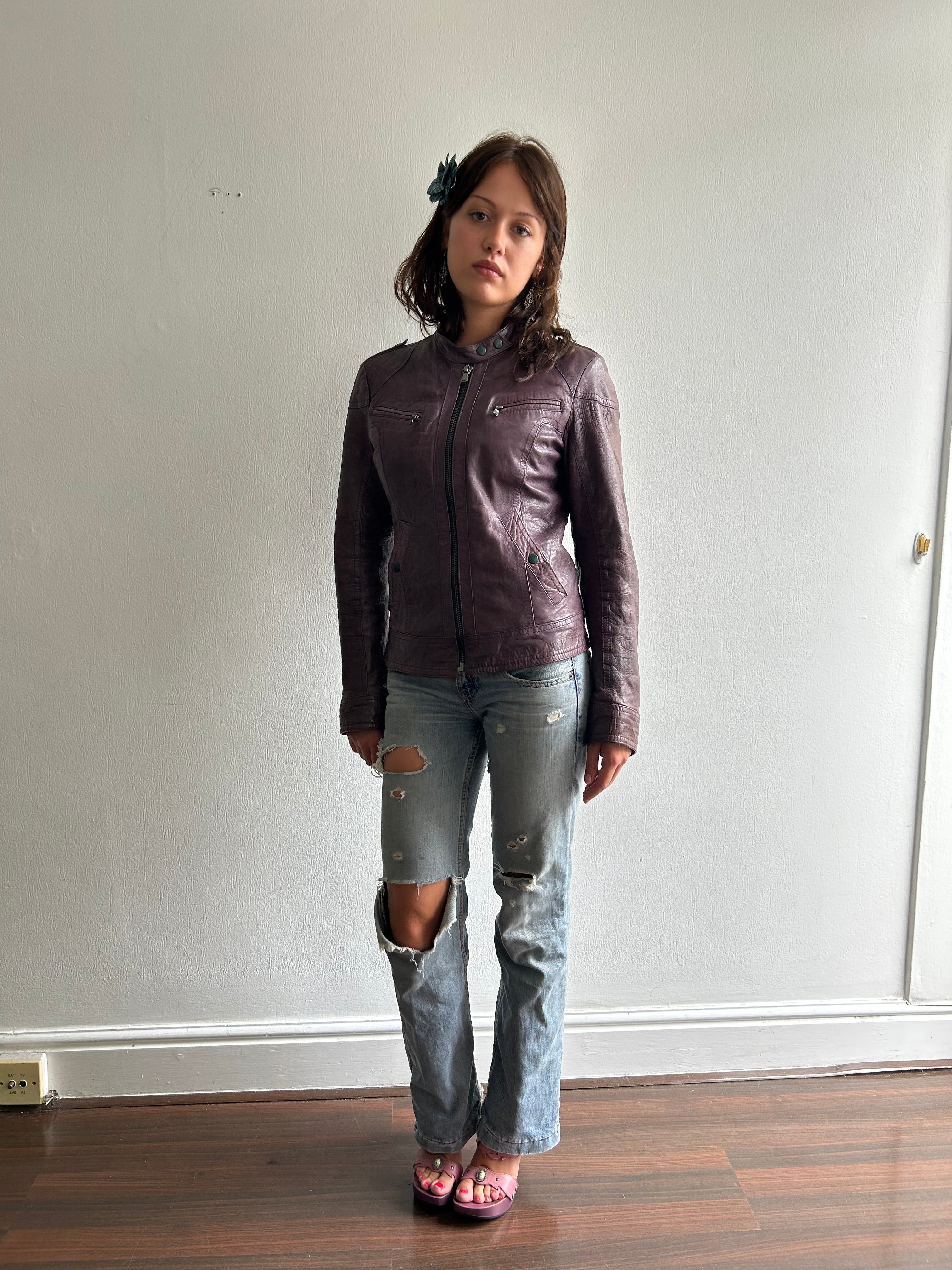 Grape Vintage Leather Jacket