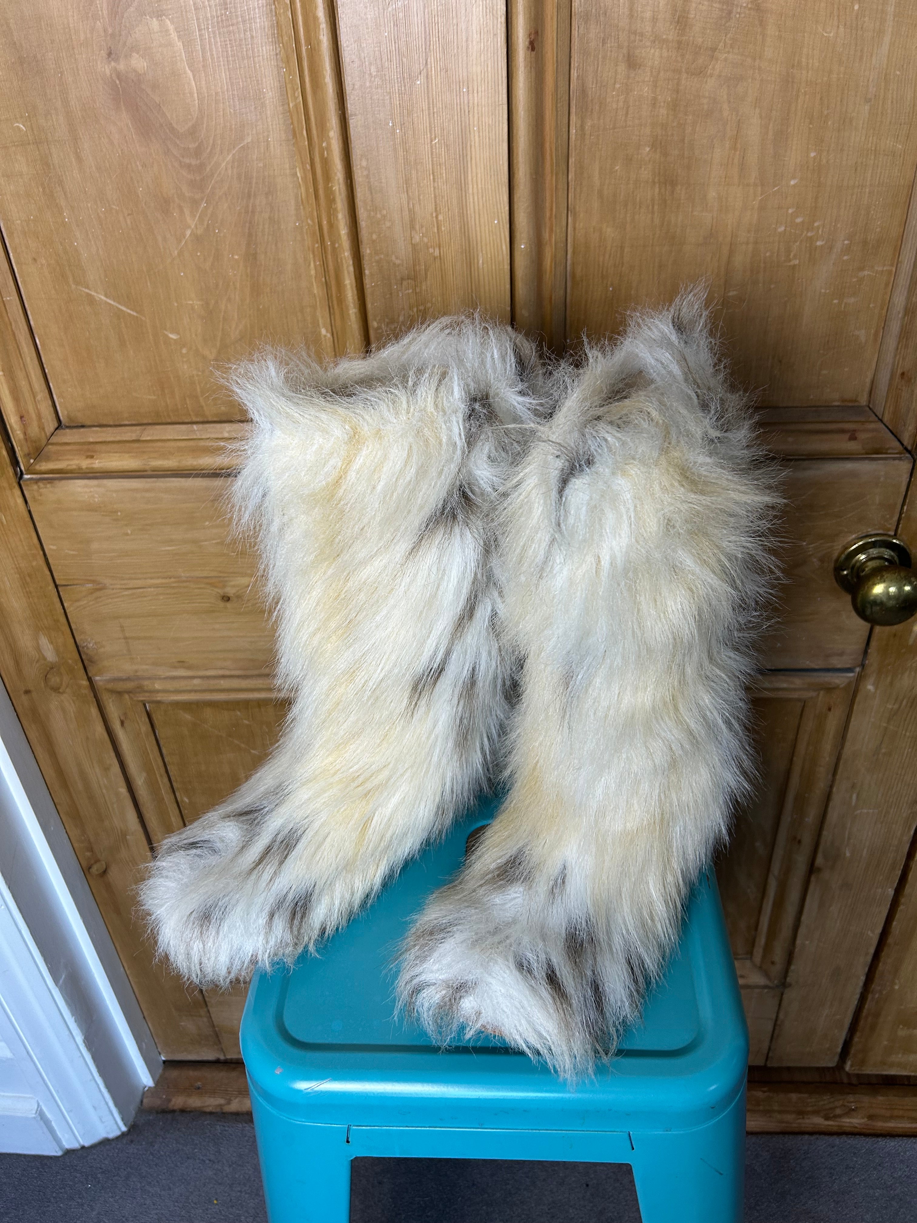 Cream furry boots