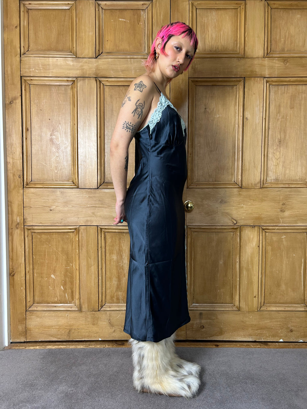 Blue Lace Slip Dress