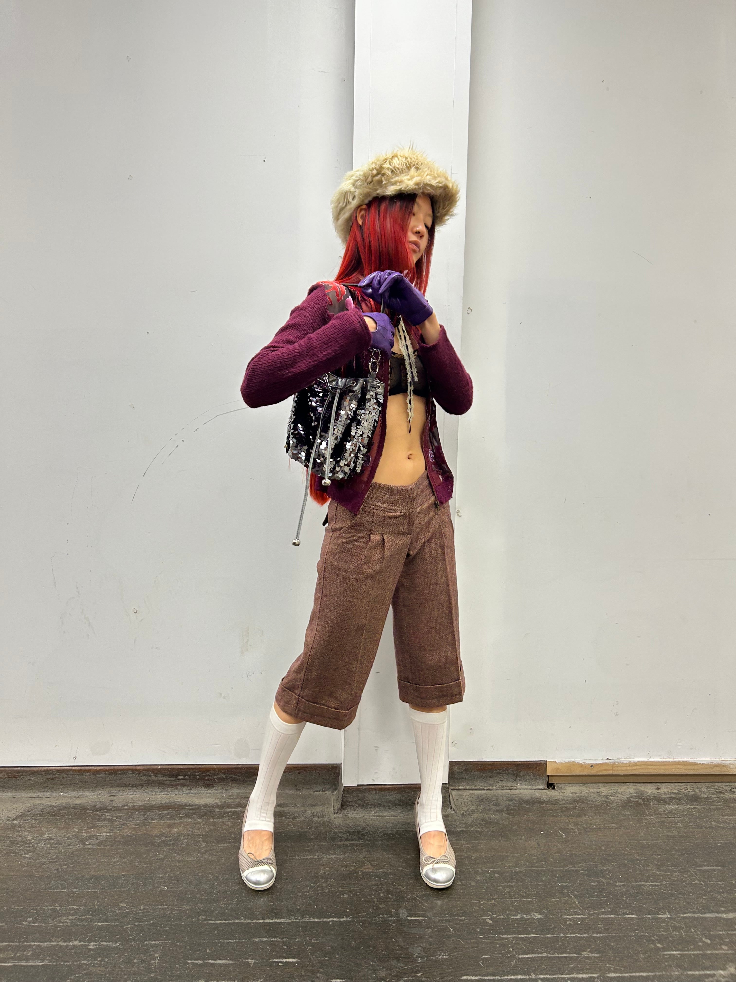 Pink Tweed Cropped Trousers